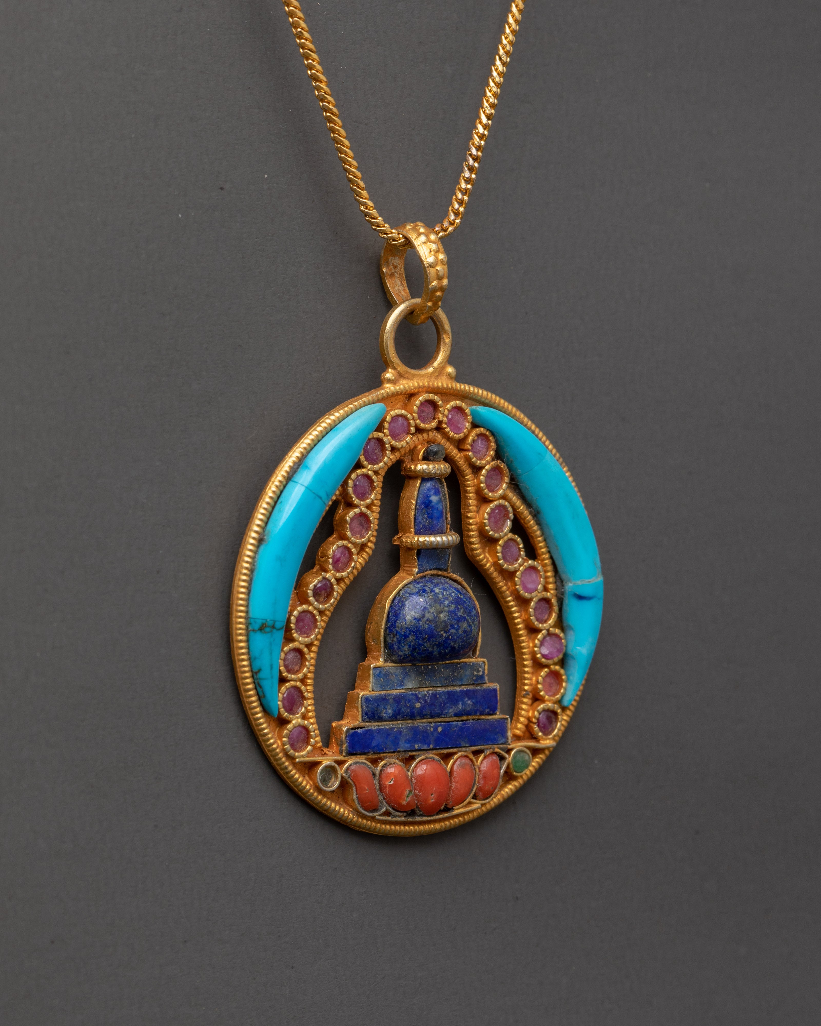 Stupa Design Locket | Tibetan Sterling Silver Spiritual Pendant