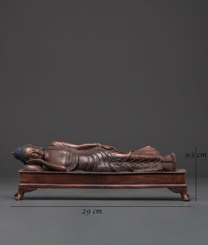 Historical Sleeping Buddha Statue | Handcrafted Oxidized Copper Reclining Buddha Figurine