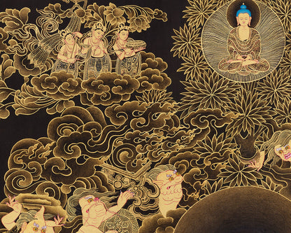 Shakyamuni Buddha and Mara Demon Thangka | A Tale of Enlightenment