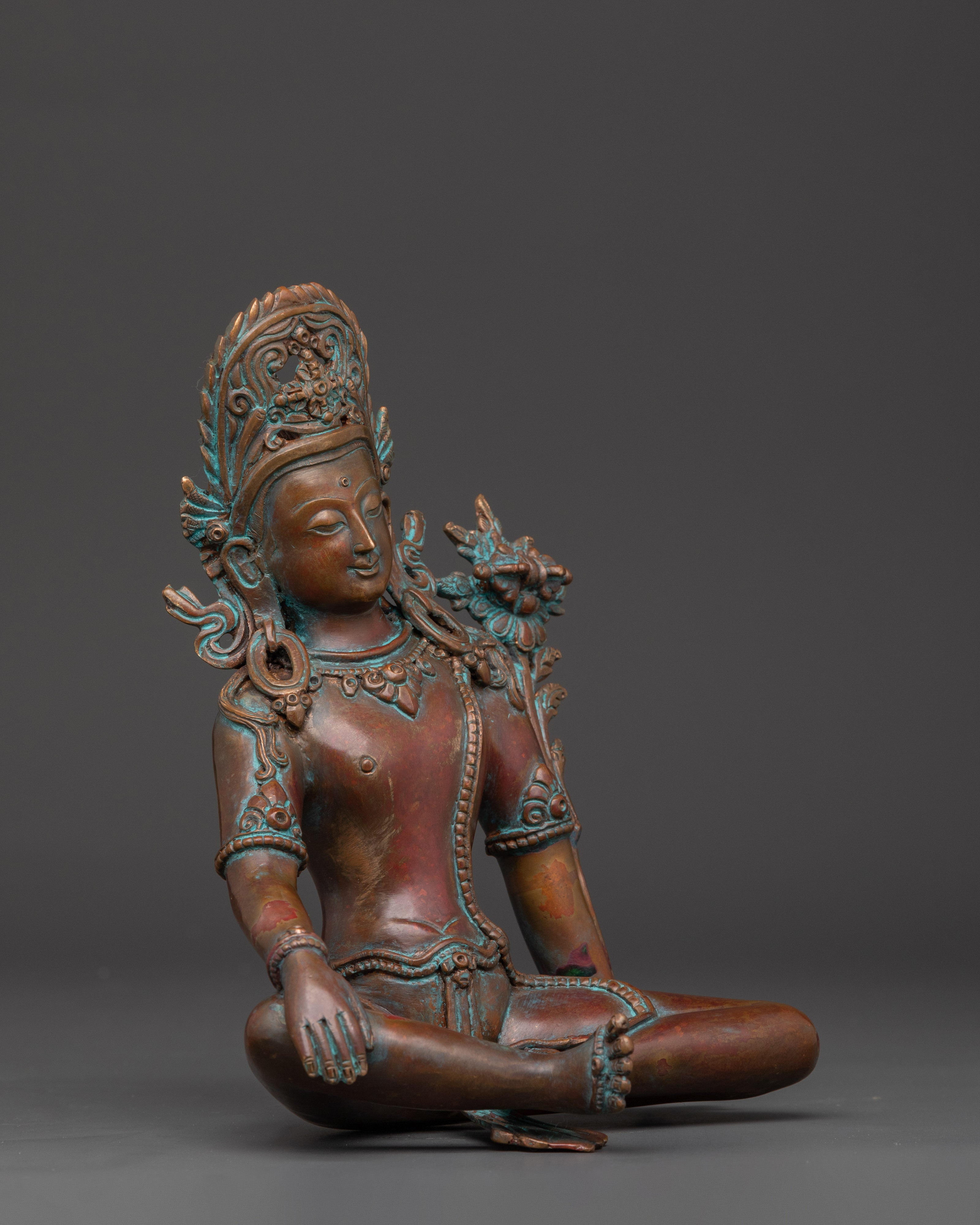 Divine Indra Deity Statue in Oxidized Copper