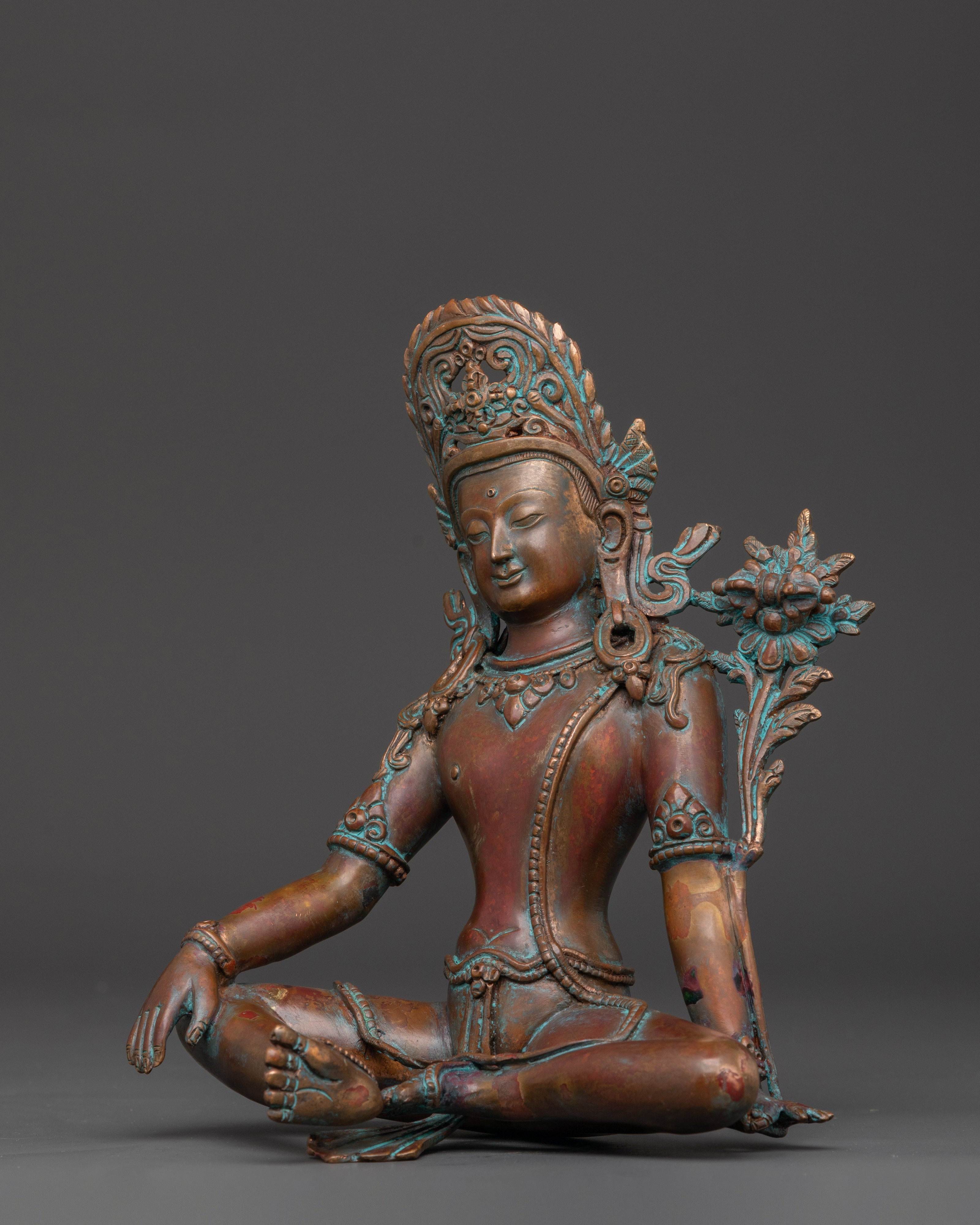 Divine Indra Deity Statue in Oxidized Copper