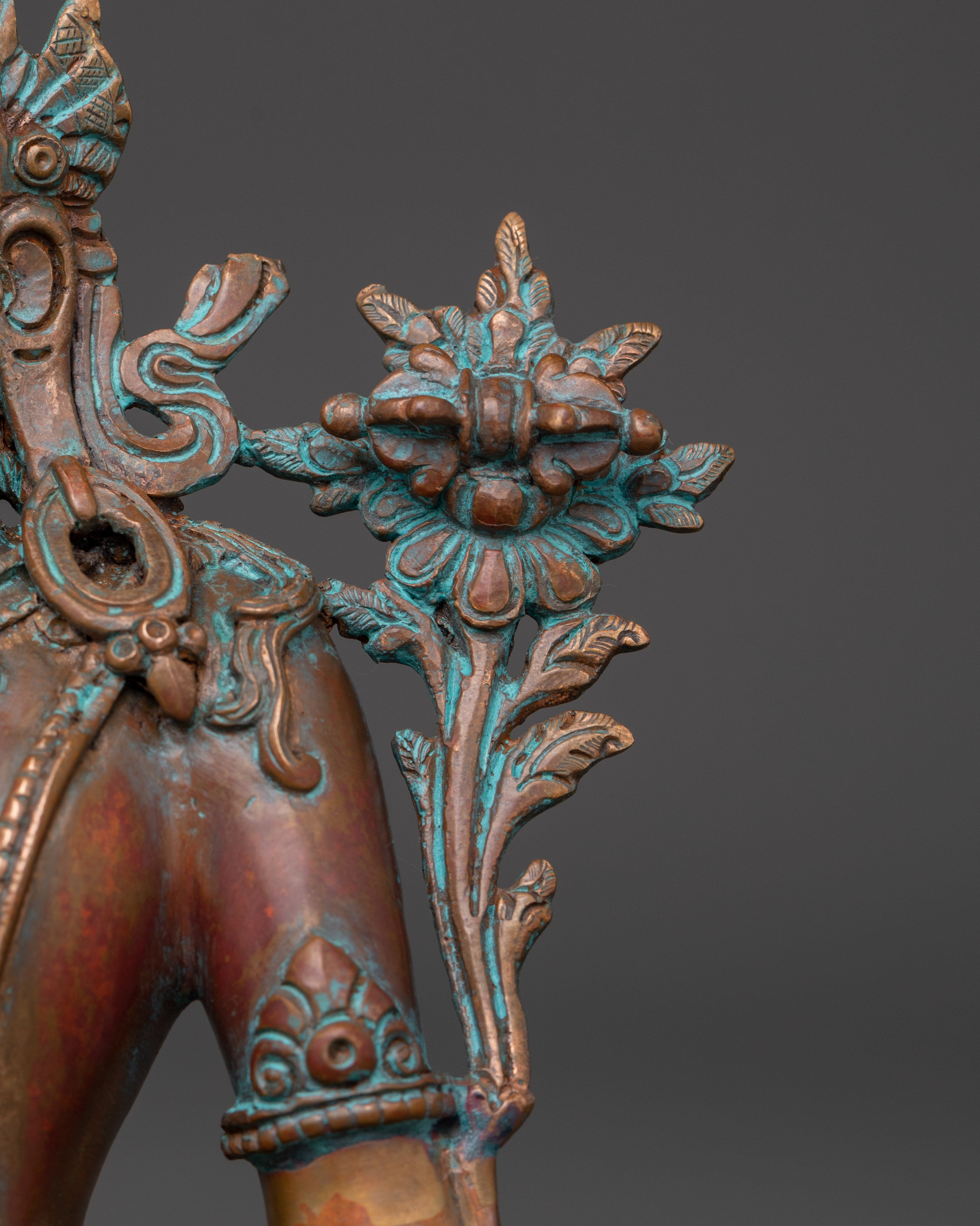 Divine Indra Deity Statue in Oxidized Copper