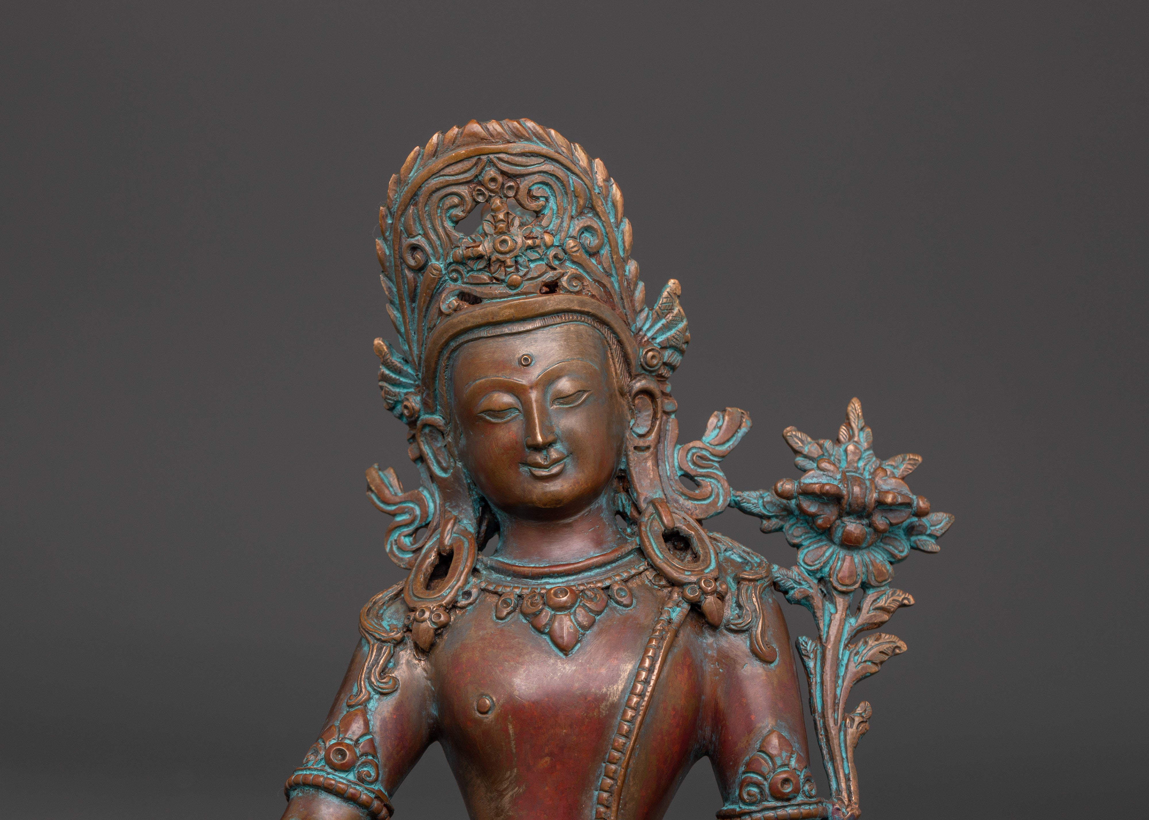 Divine Indra Deity Statue in Oxidized Copper