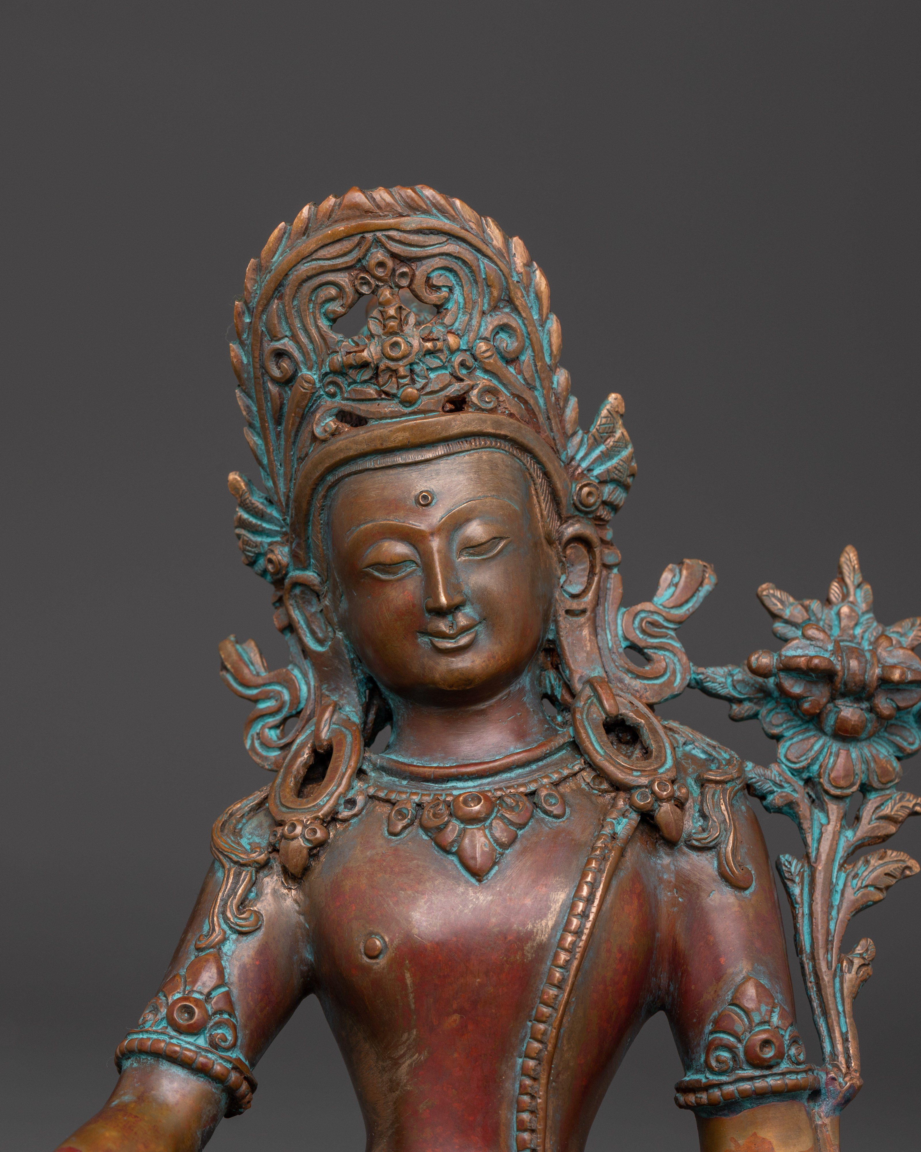 Divine Indra Deity Statue in Oxidized Copper