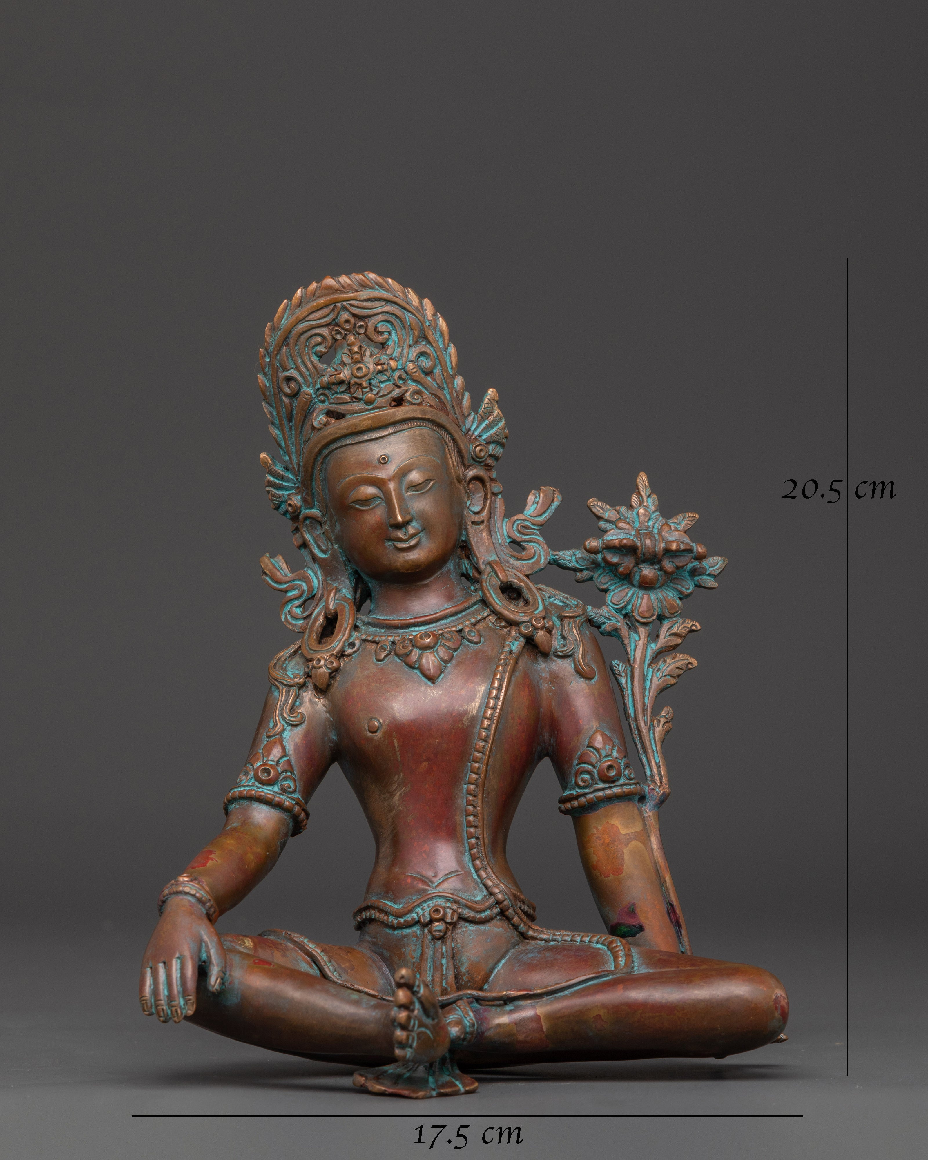Divine Indra Deity Statue in Oxidized Copper