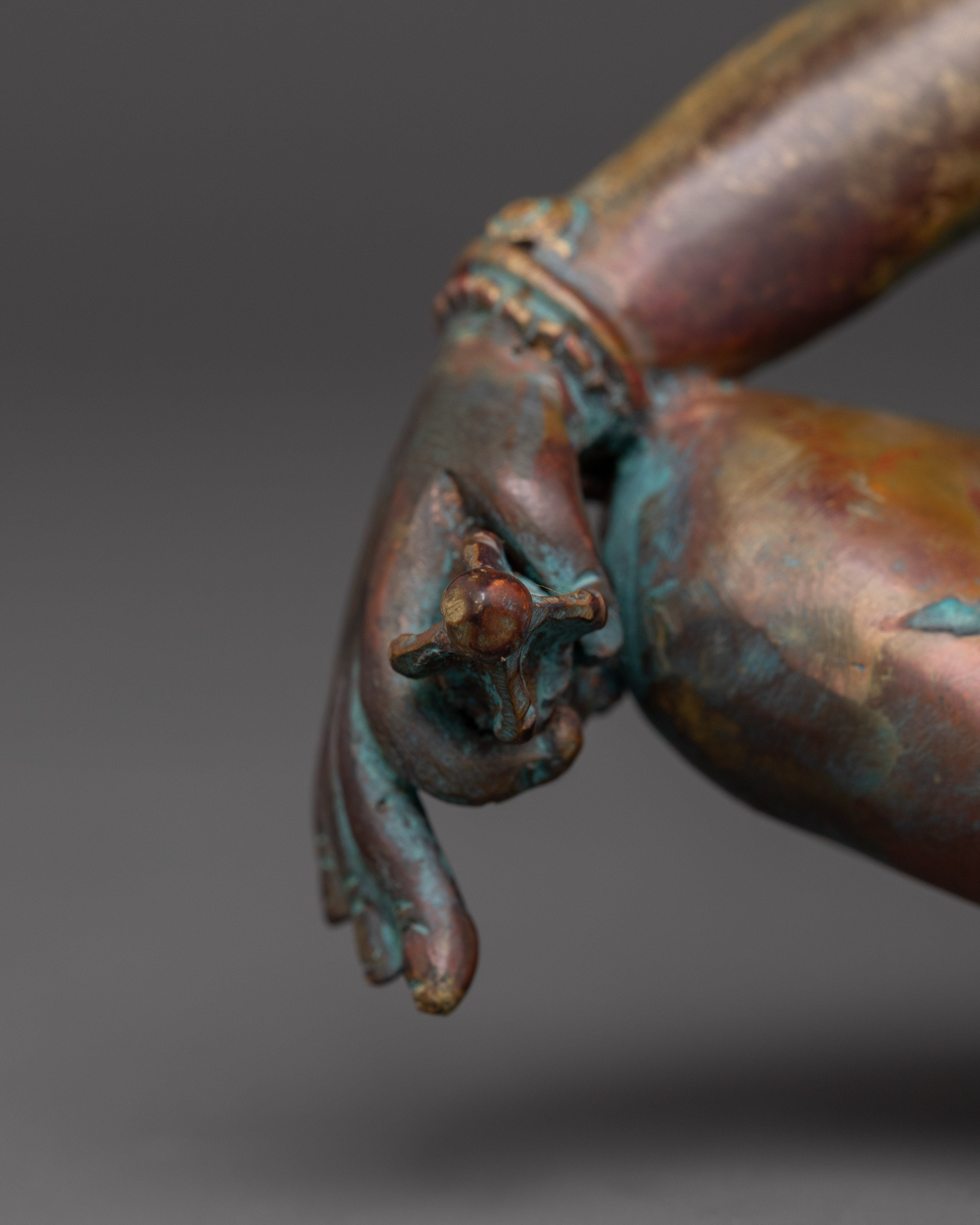 Oxidized Copper Indra Sculpture for Altar and Meditation
