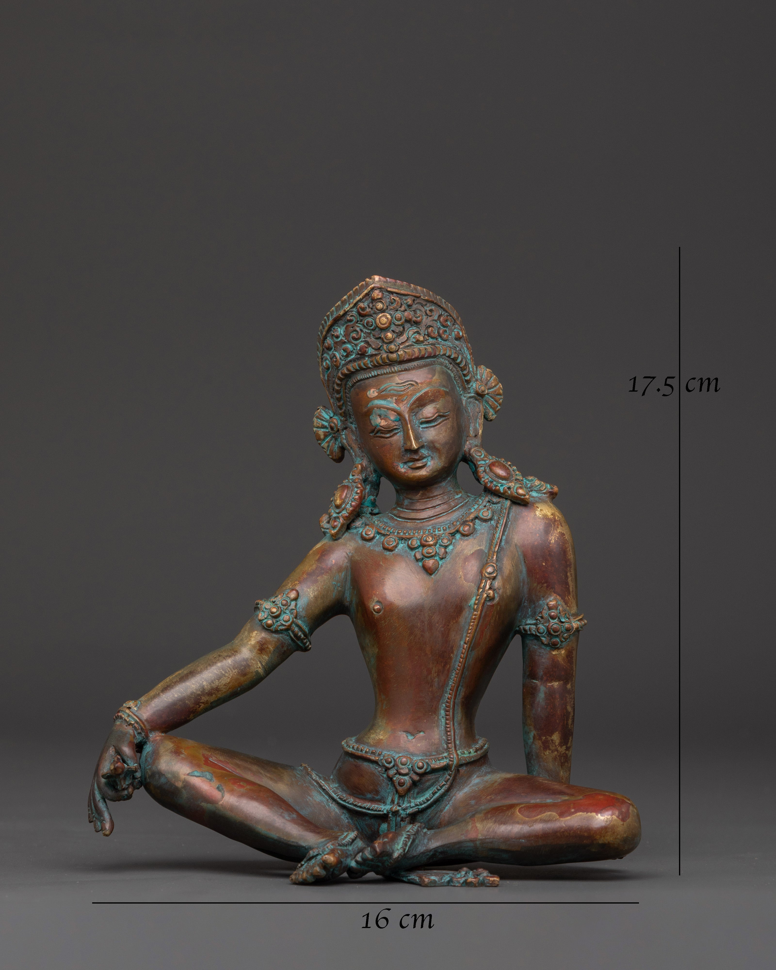 Oxidized Copper Indra Sculpture for Altar and Meditation