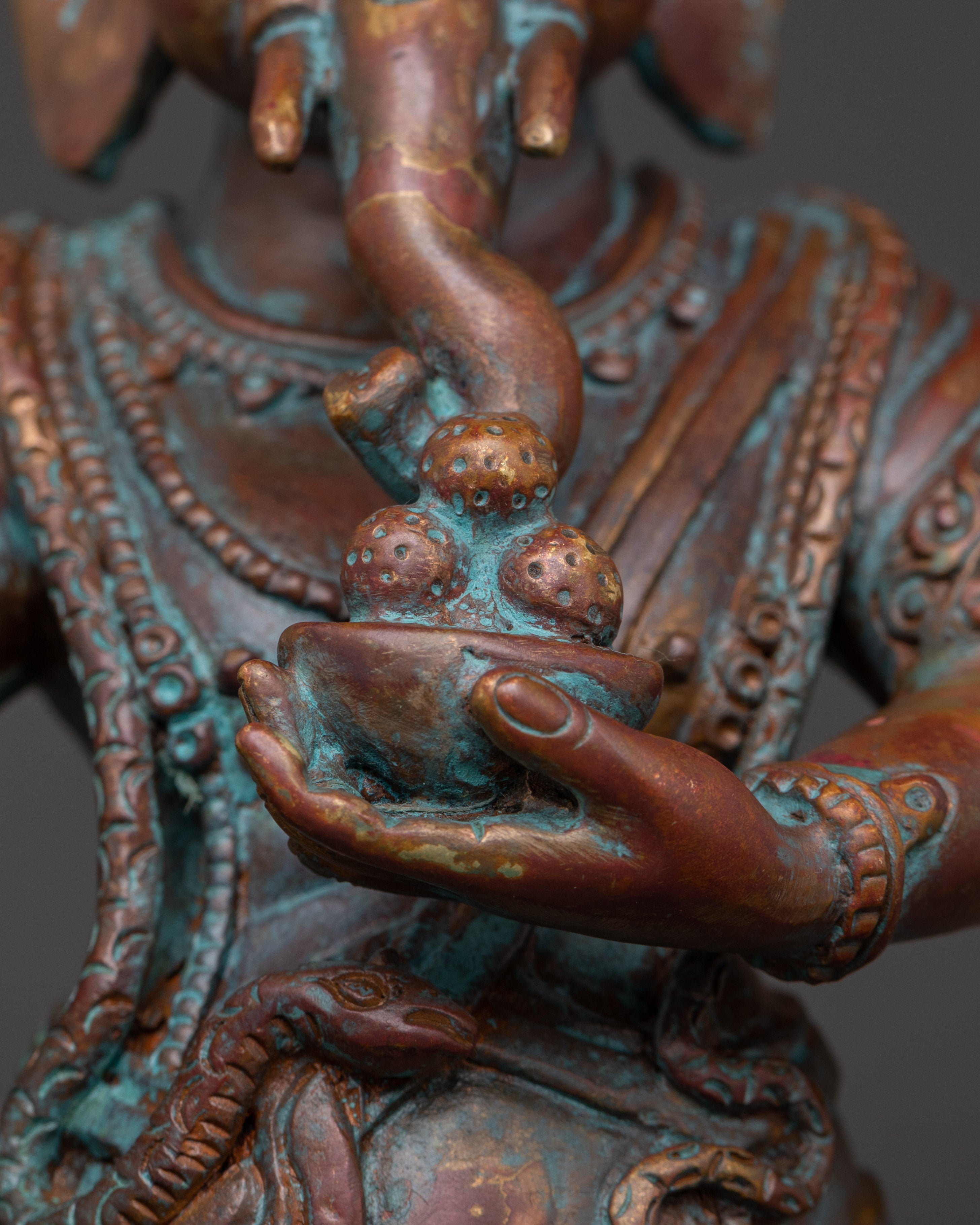 Oxidized Copper Hindu Elephant God Statue