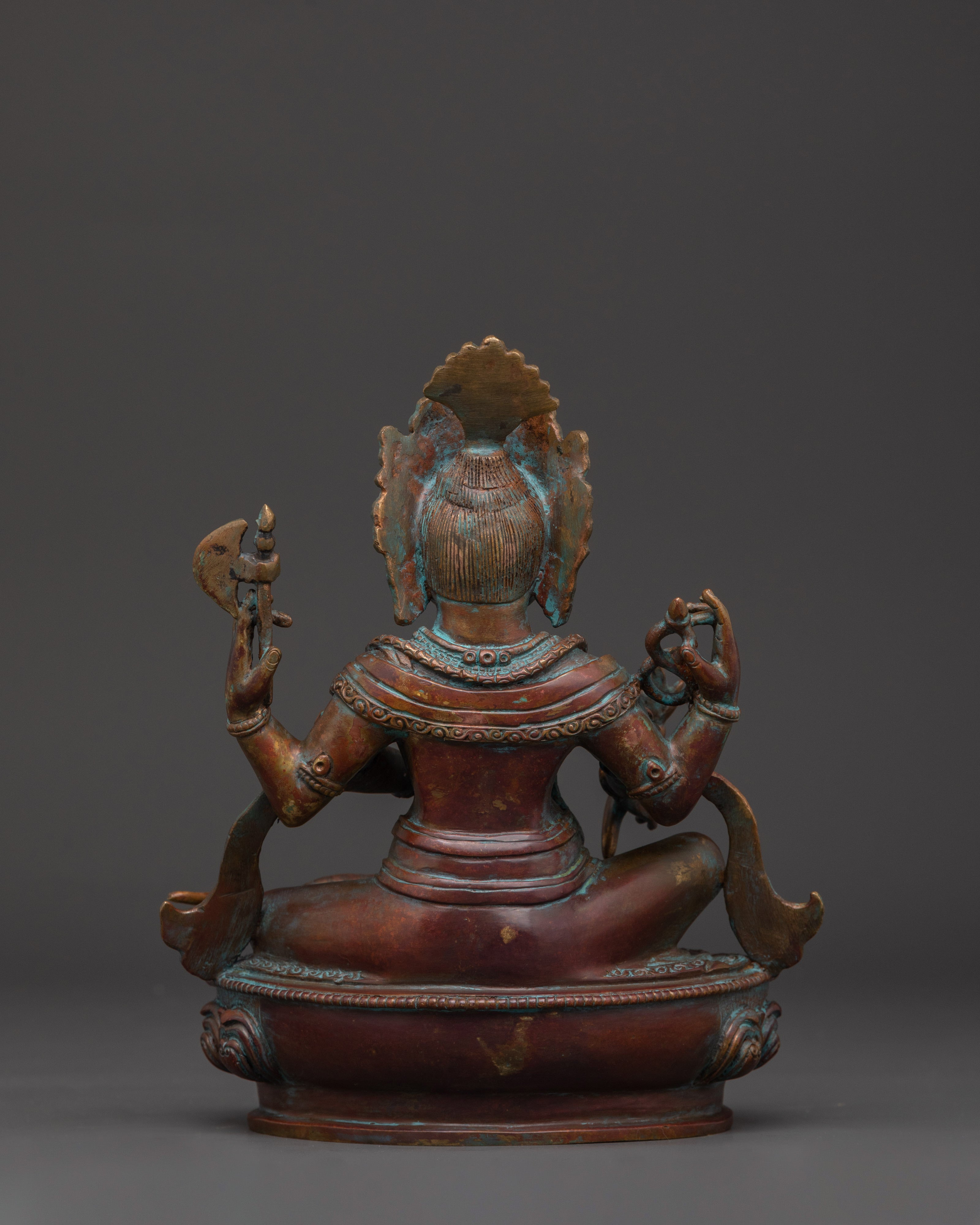 Oxidized Copper Hindu Elephant God Statue