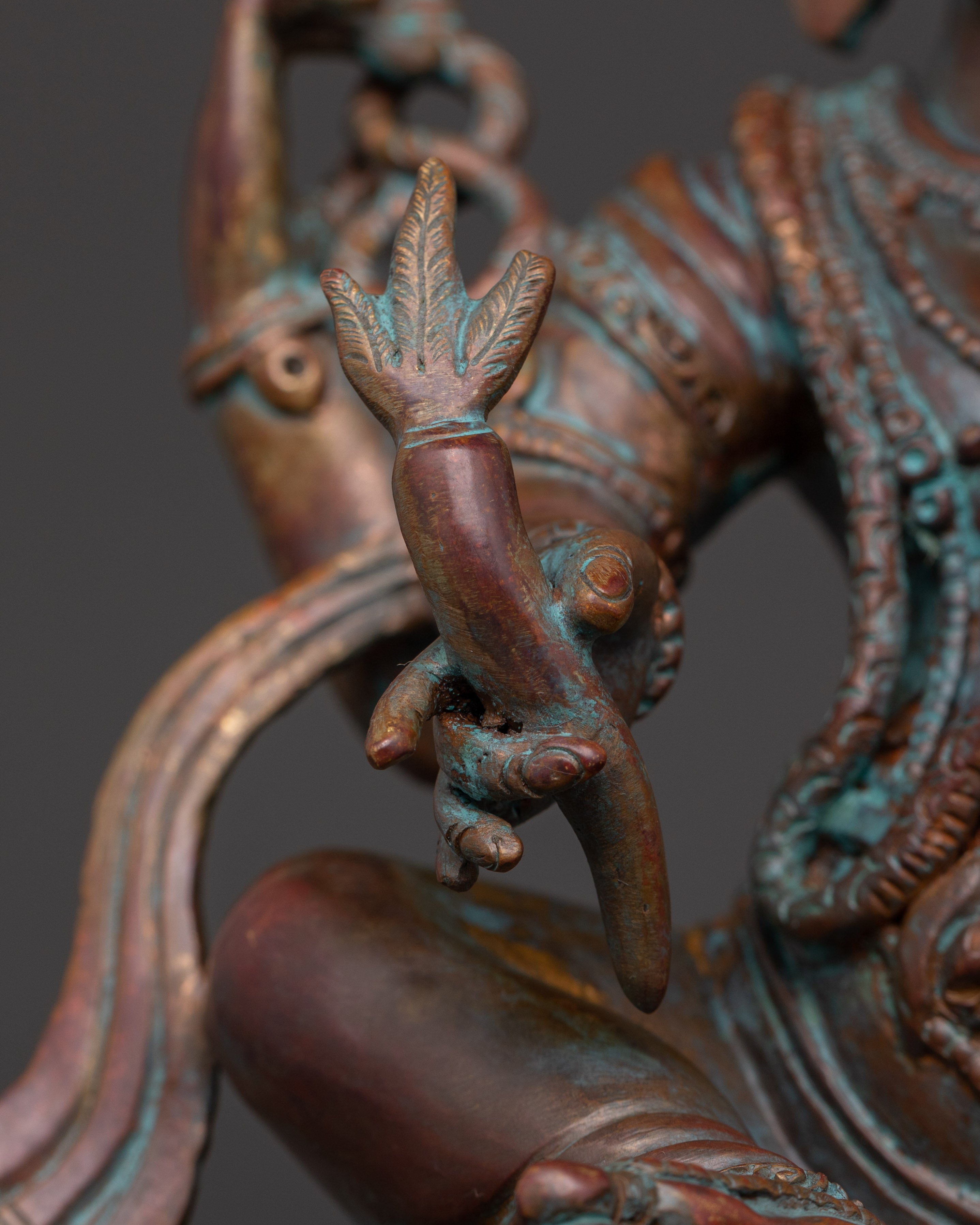 Oxidized Copper Hindu Elephant God Statue