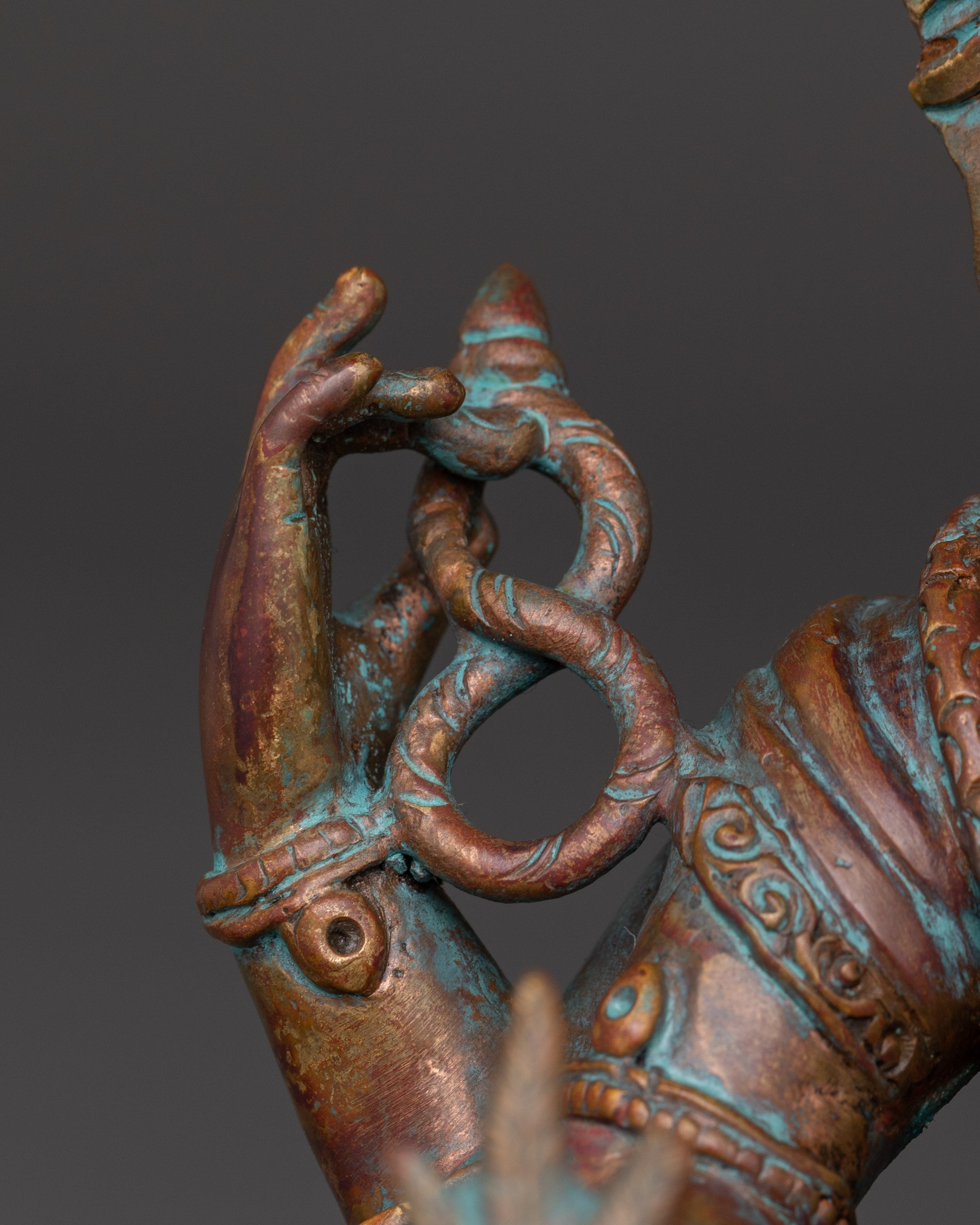 Oxidized Copper Hindu Elephant God Statue