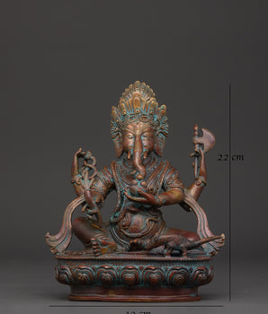 Oxidized Copper Hindu Elephant God Statue