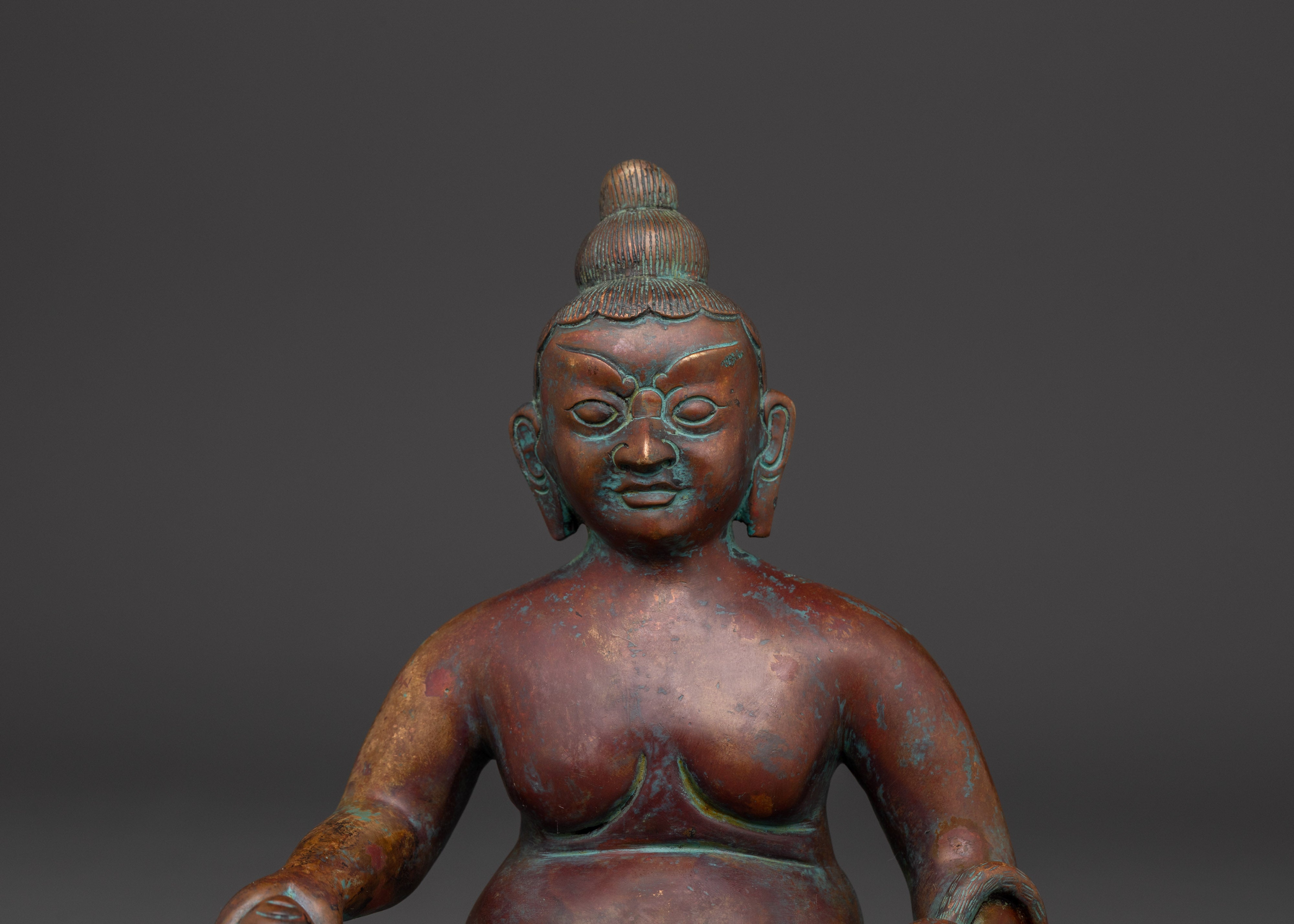 Tibetan Prosperity Deity Statue in Oxidized Copper