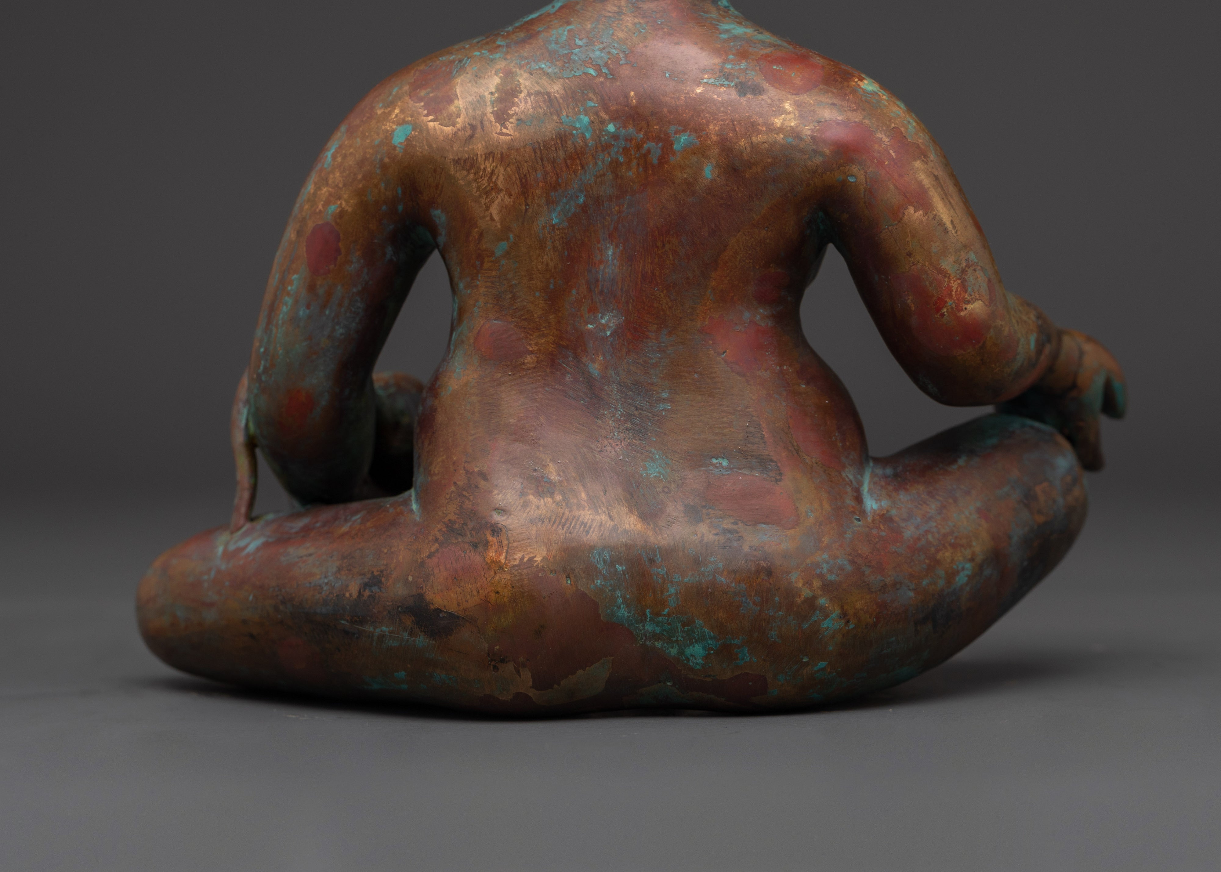 Tibetan Prosperity Deity Statue in Oxidized Copper