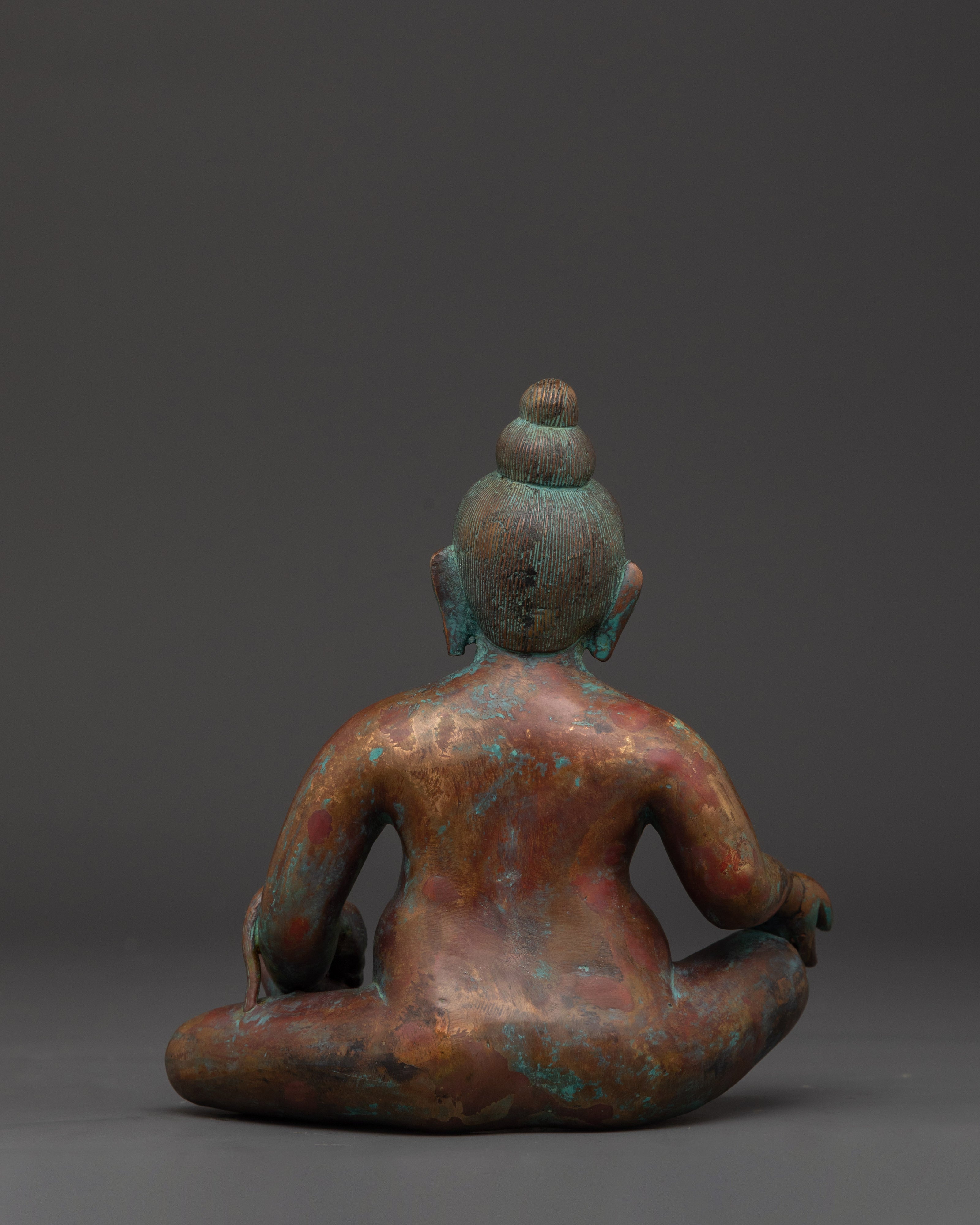 Tibetan Prosperity Deity Statue in Oxidized Copper