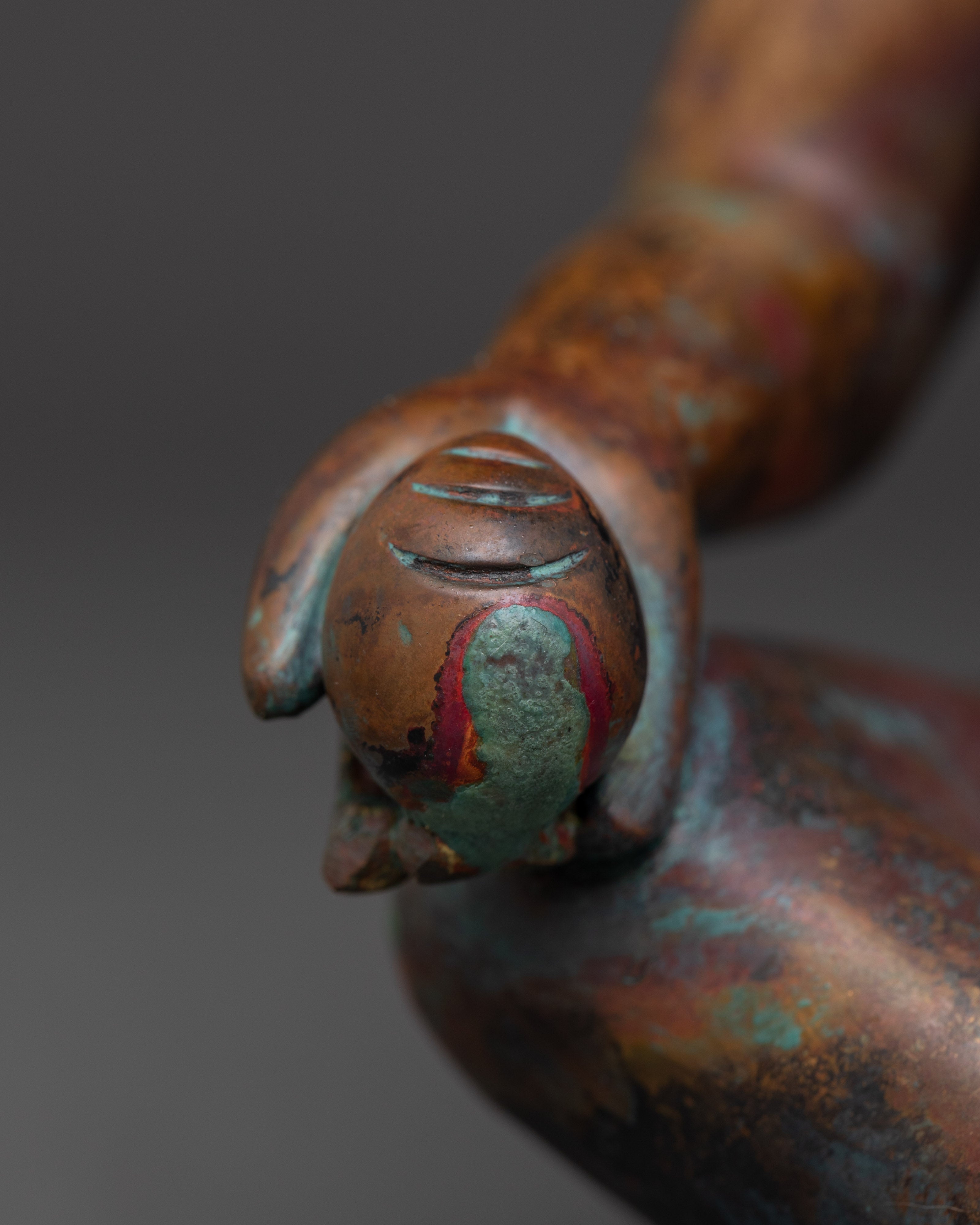 Tibetan Prosperity Deity Statue in Oxidized Copper