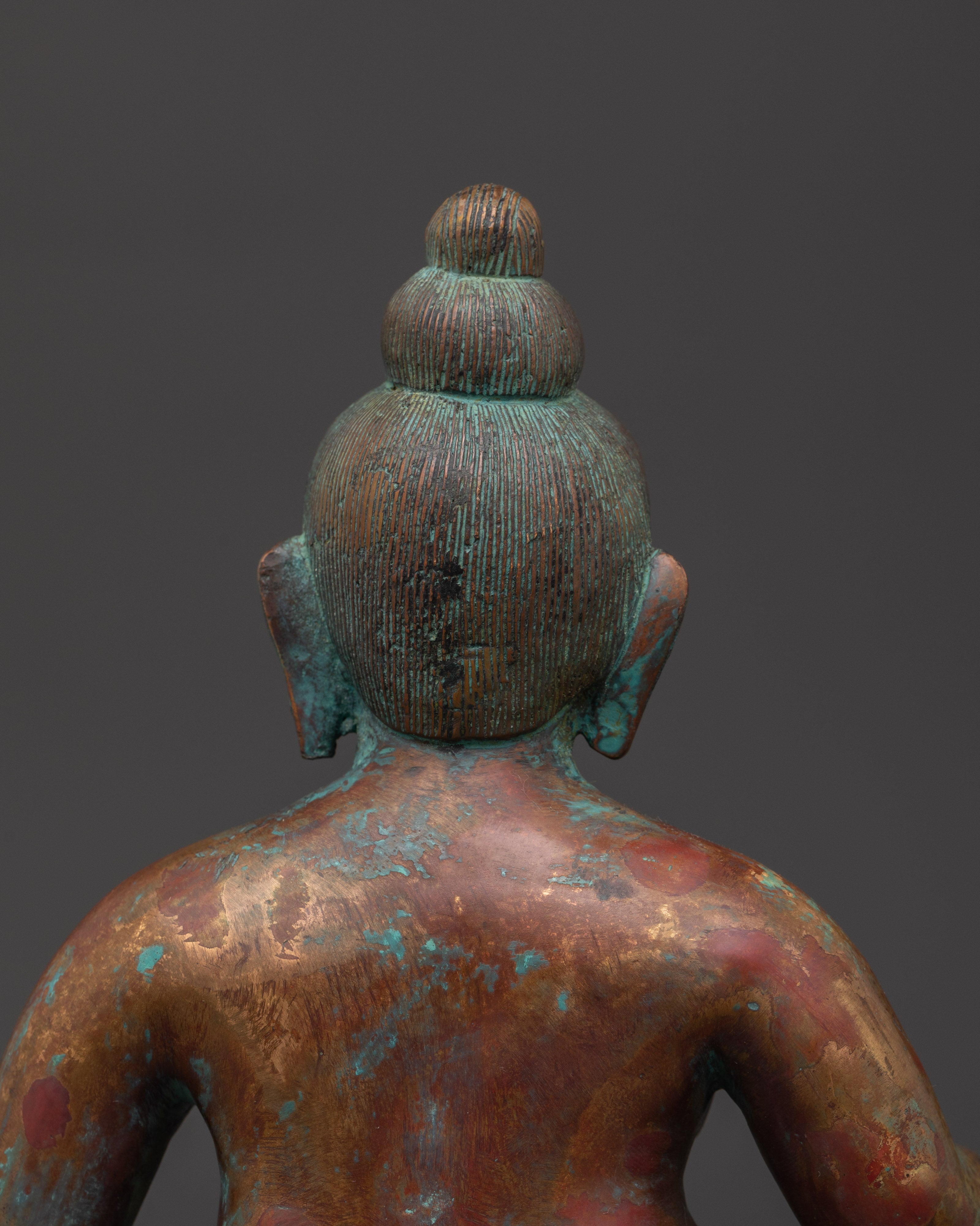 Tibetan Prosperity Deity Statue in Oxidized Copper
