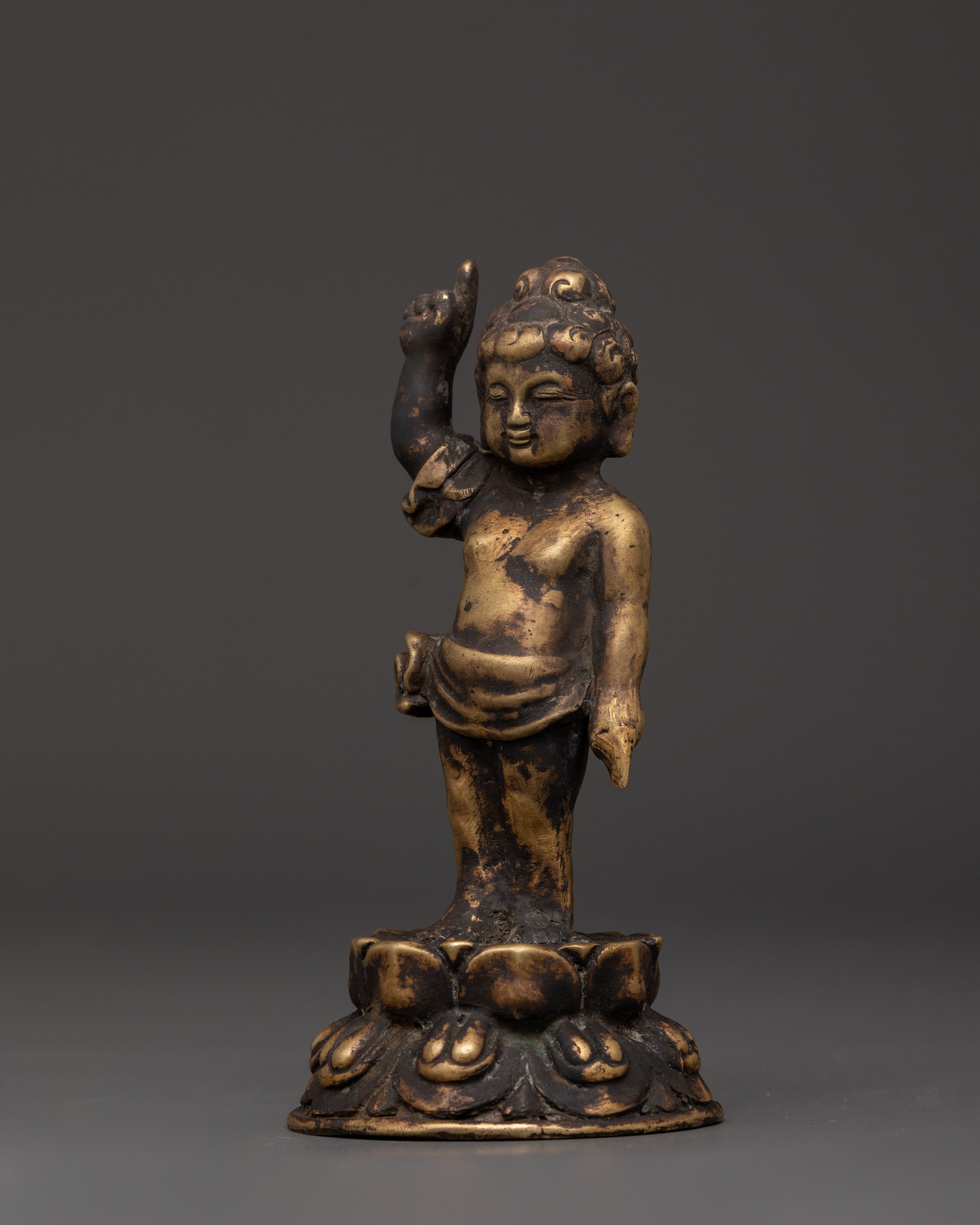 Infant Buddha Idol in Copper | Symbol of Enlightenment