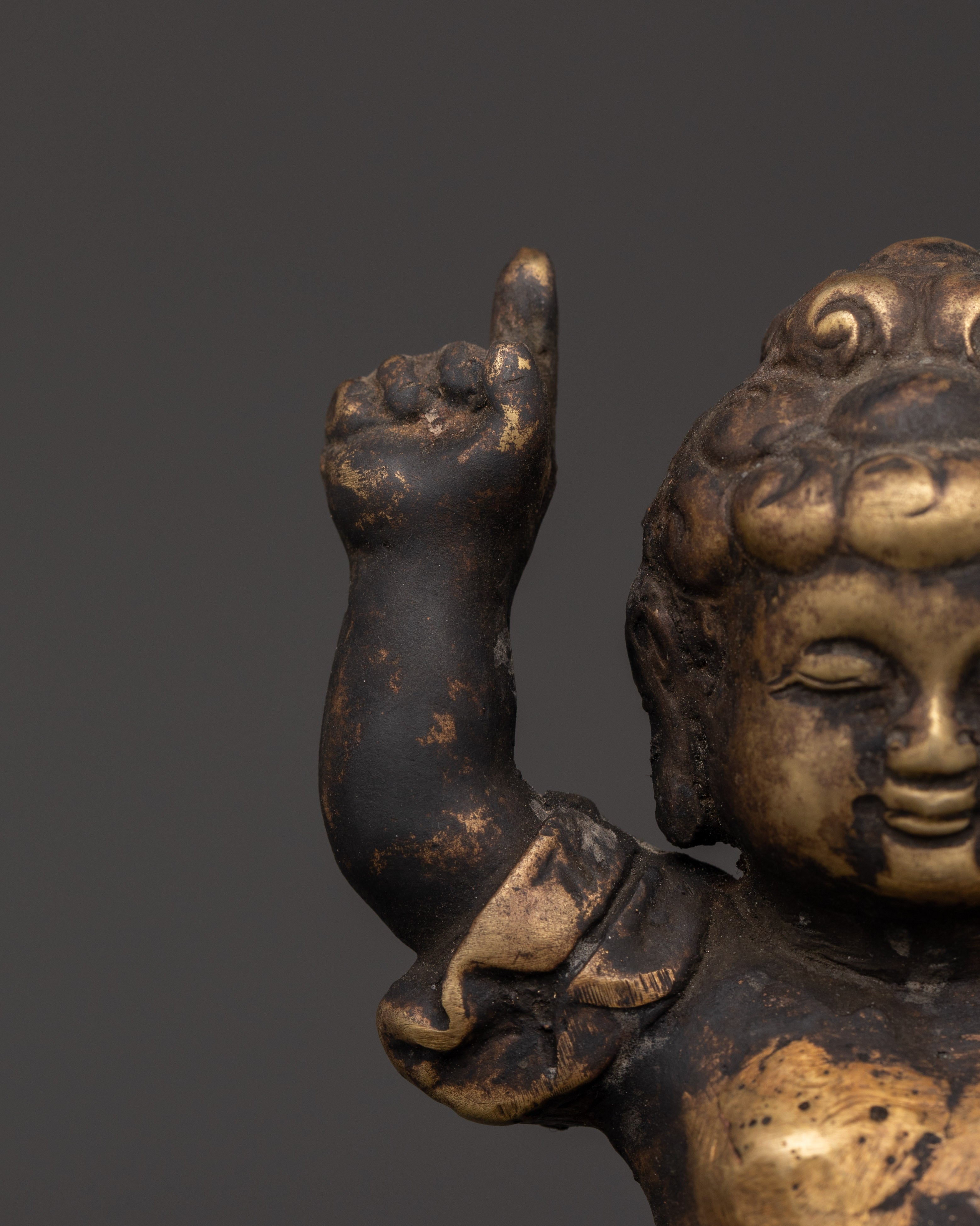 Infant Buddha Idol in Copper | Symbol of Enlightenment