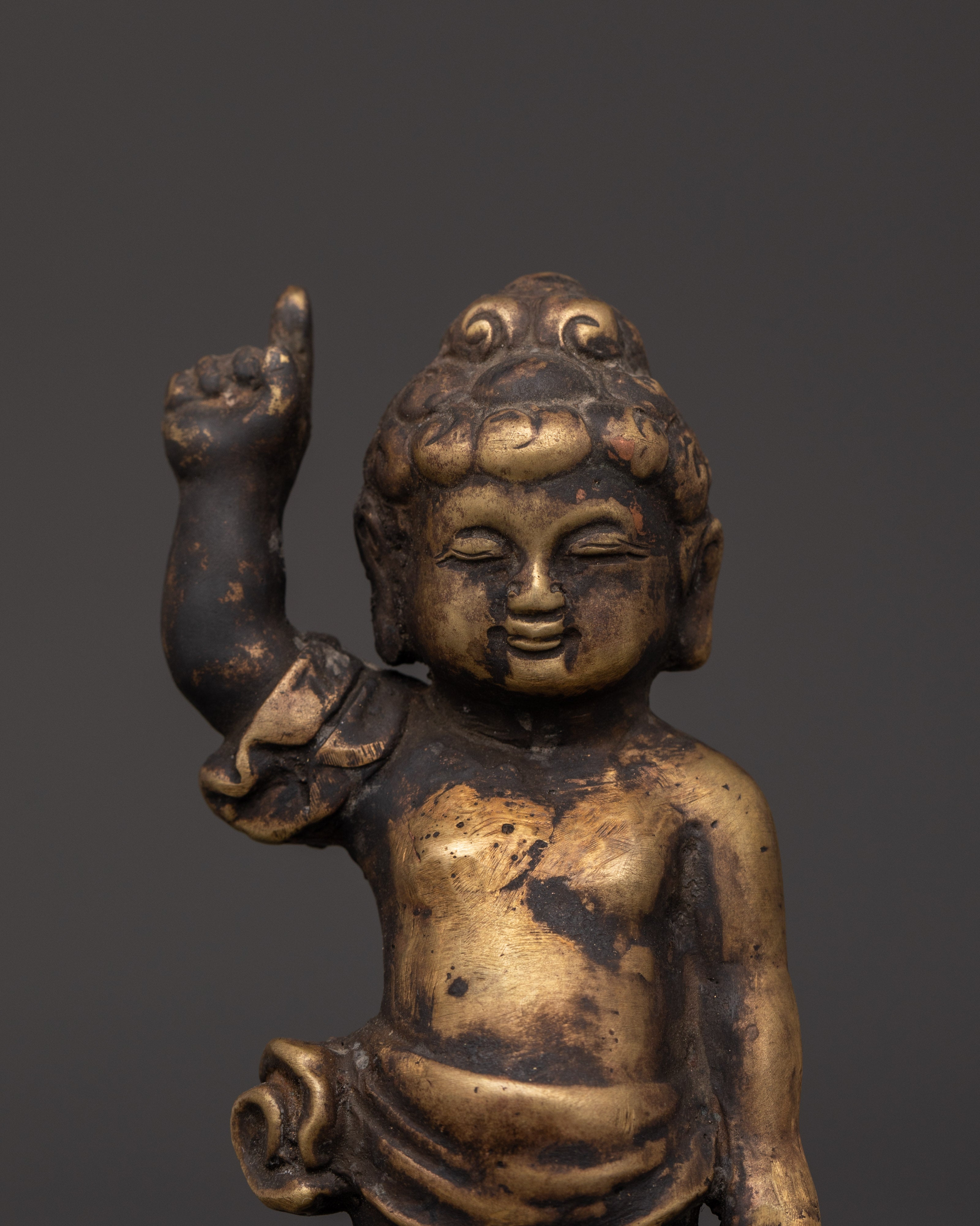 Infant Buddha Idol in Copper | Symbol of Enlightenment