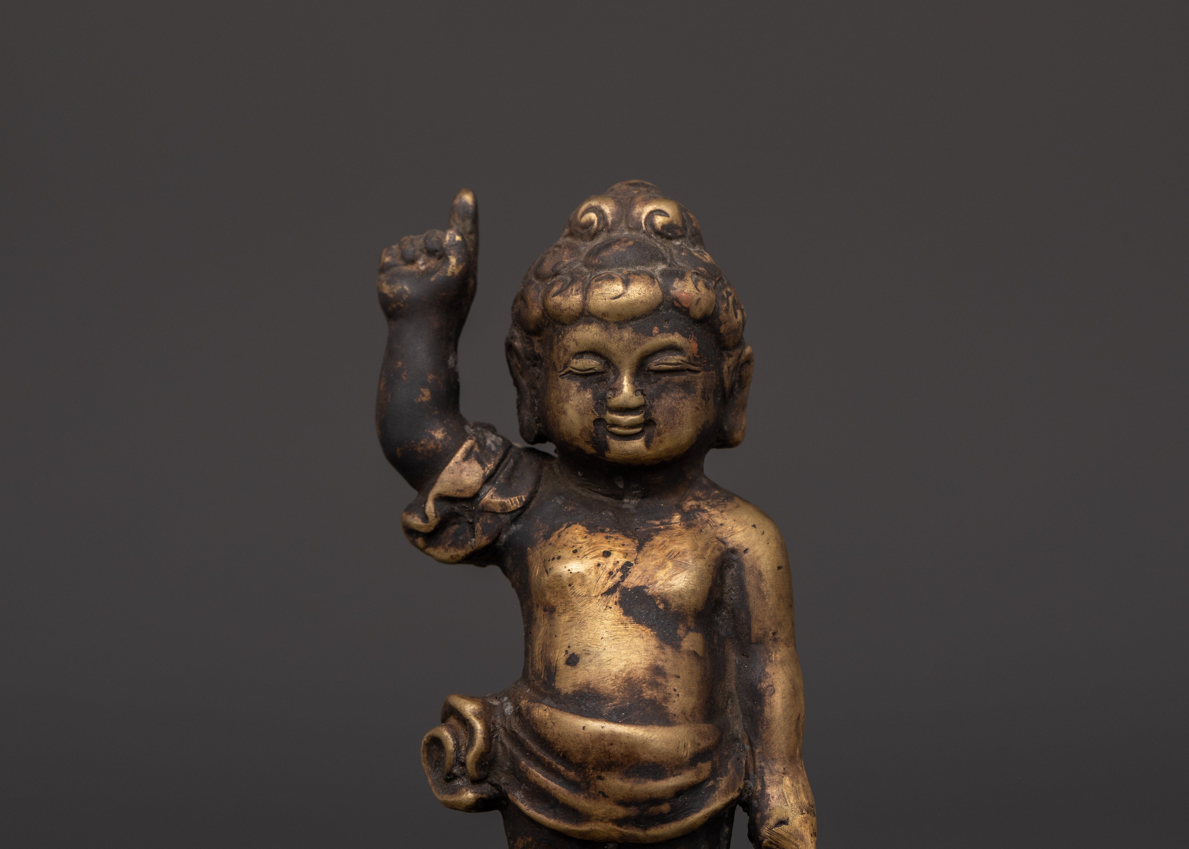 Infant Buddha Idol in Copper | Symbol of Enlightenment