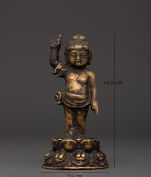 Infant Buddha Idol in Copper | Symbol of Enlightenment