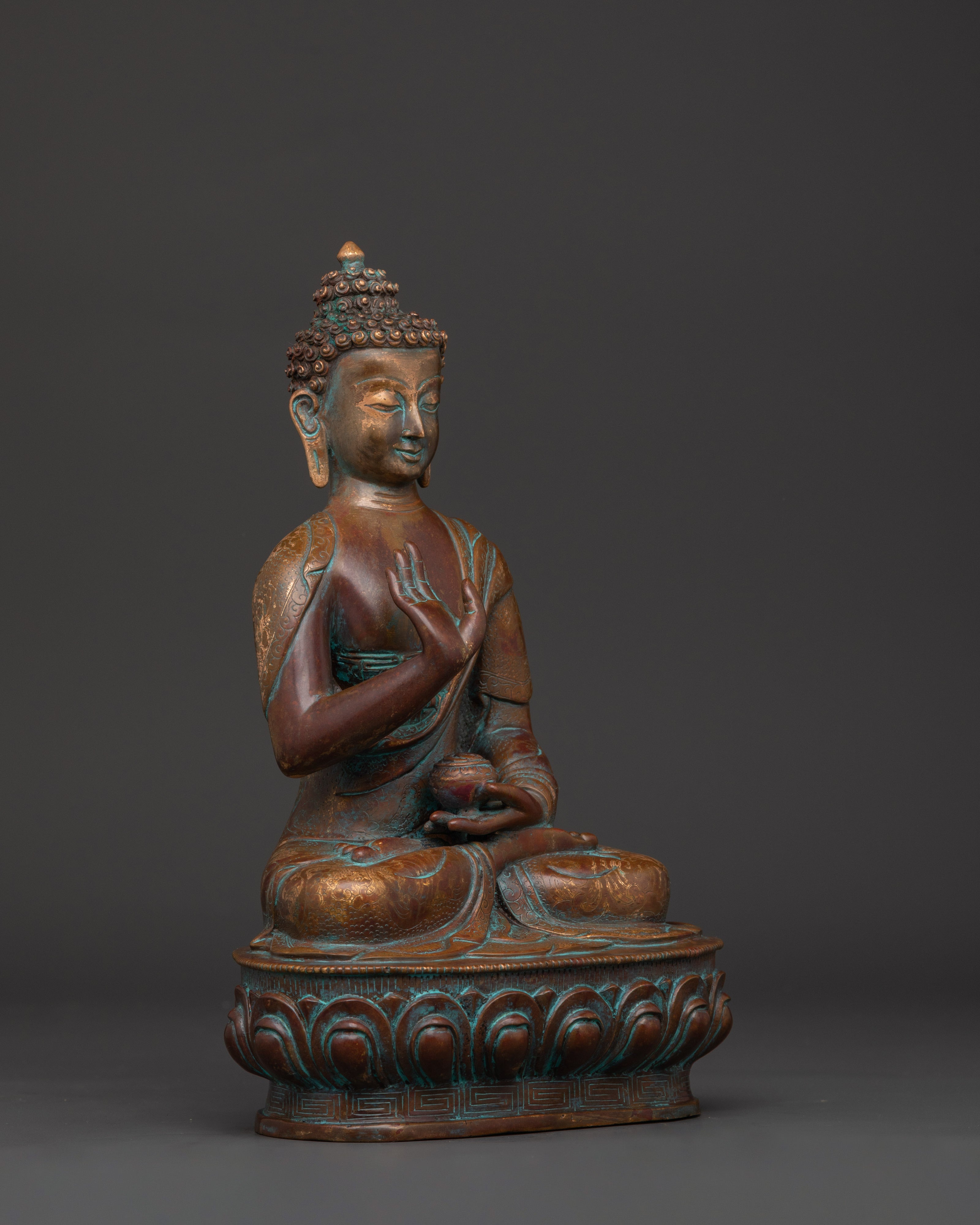 Dhyani Buddha Idol in Oxidized Copper