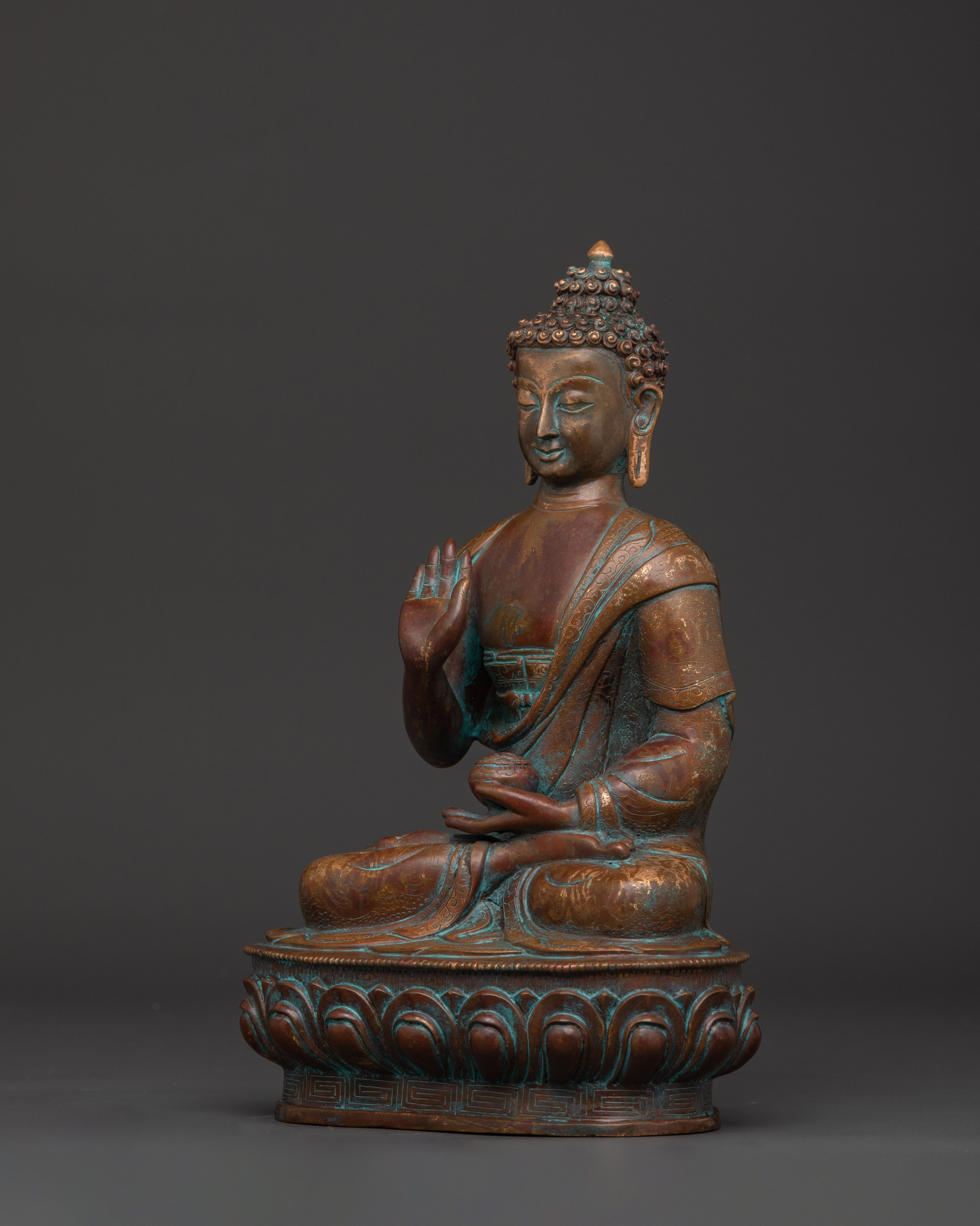 Dhyani Buddha Idol in Oxidized Copper