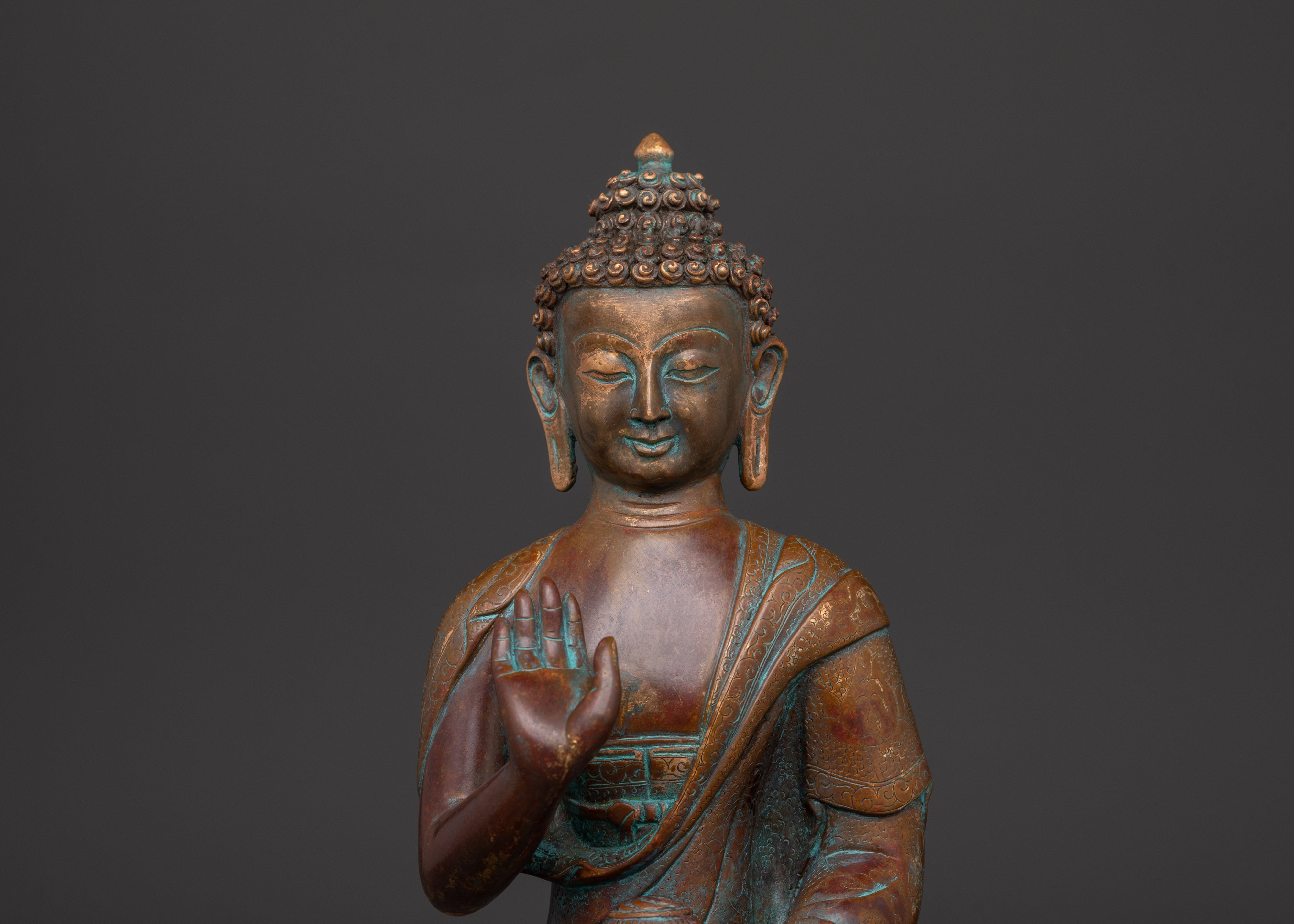 Dhyani Buddha Idol in Oxidized Copper
