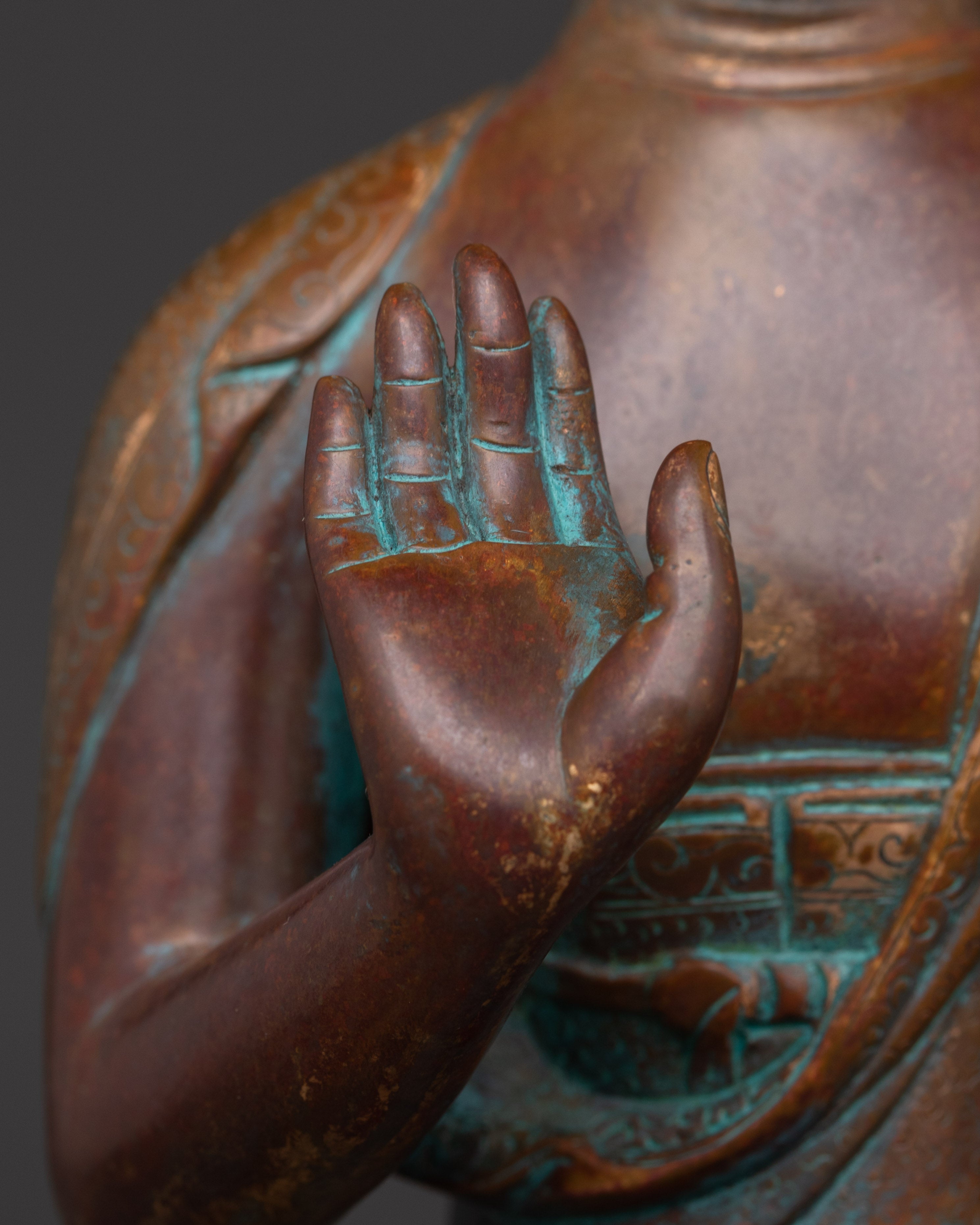 Dhyani Buddha Idol in Oxidized Copper