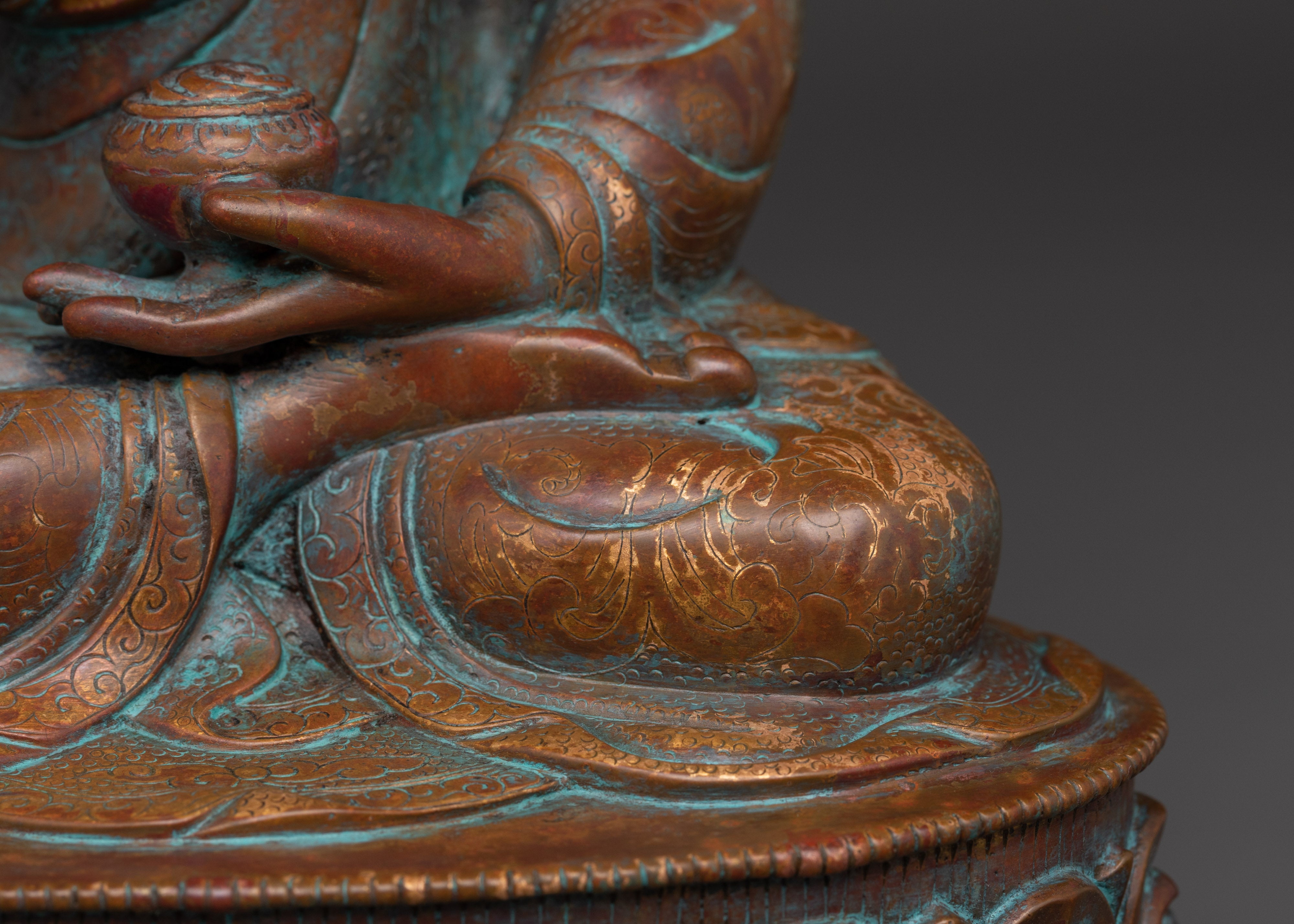 Dhyani Buddha Idol in Oxidized Copper