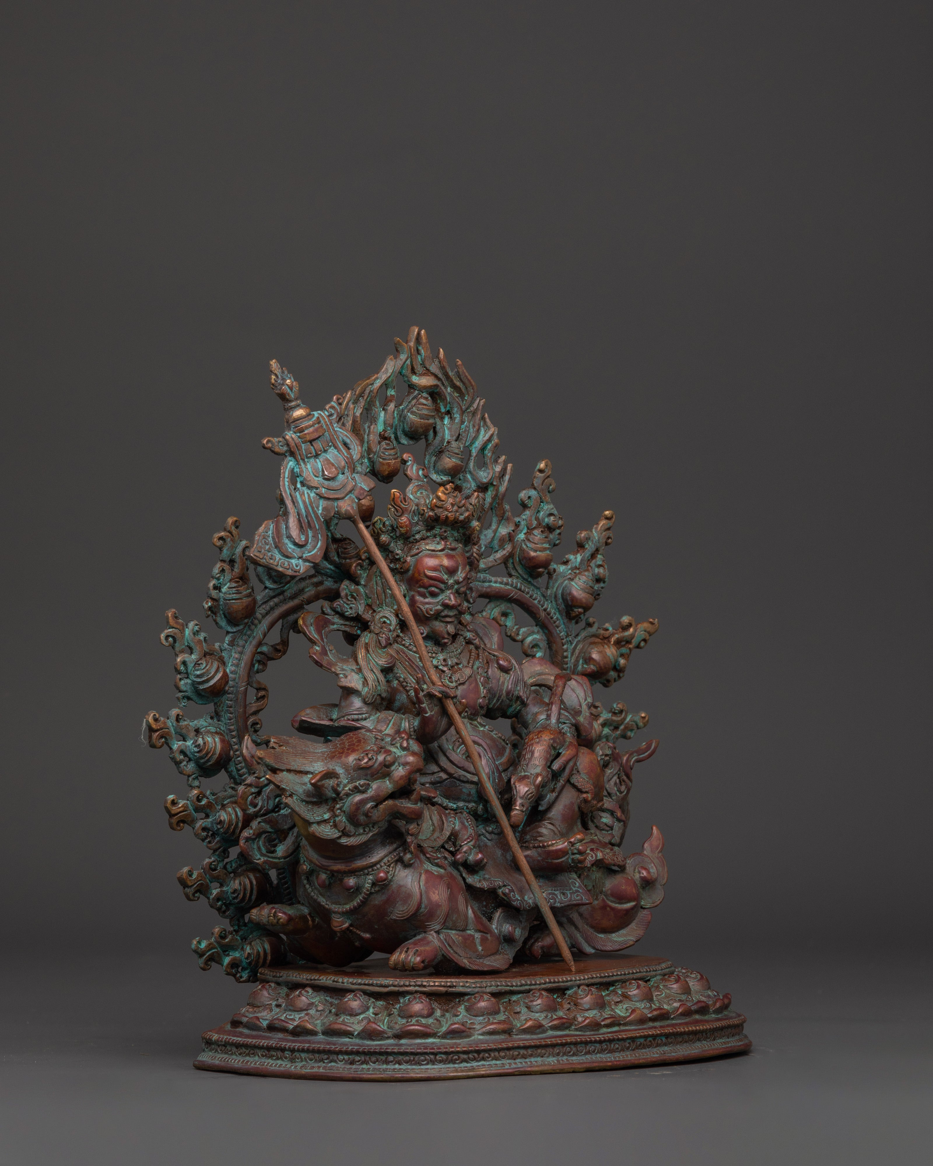Namtoshe Buddhist Wealth God Statue in Oxidized Copper