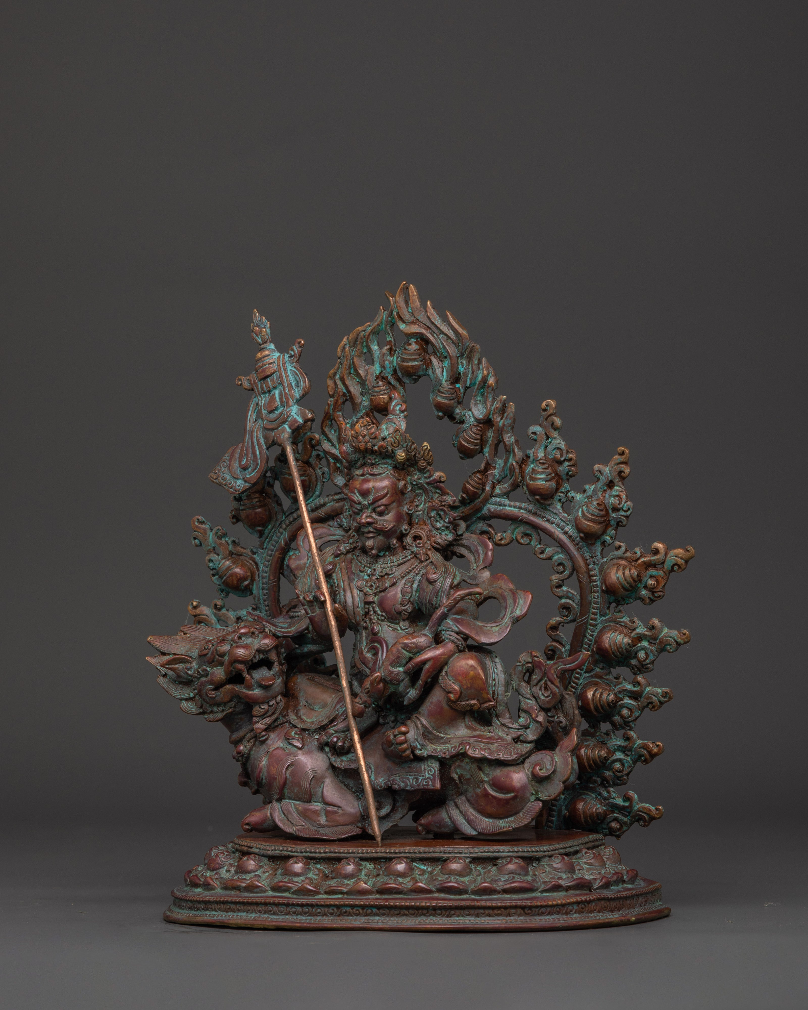 Namtoshe Buddhist Wealth God Statue in Oxidized Copper