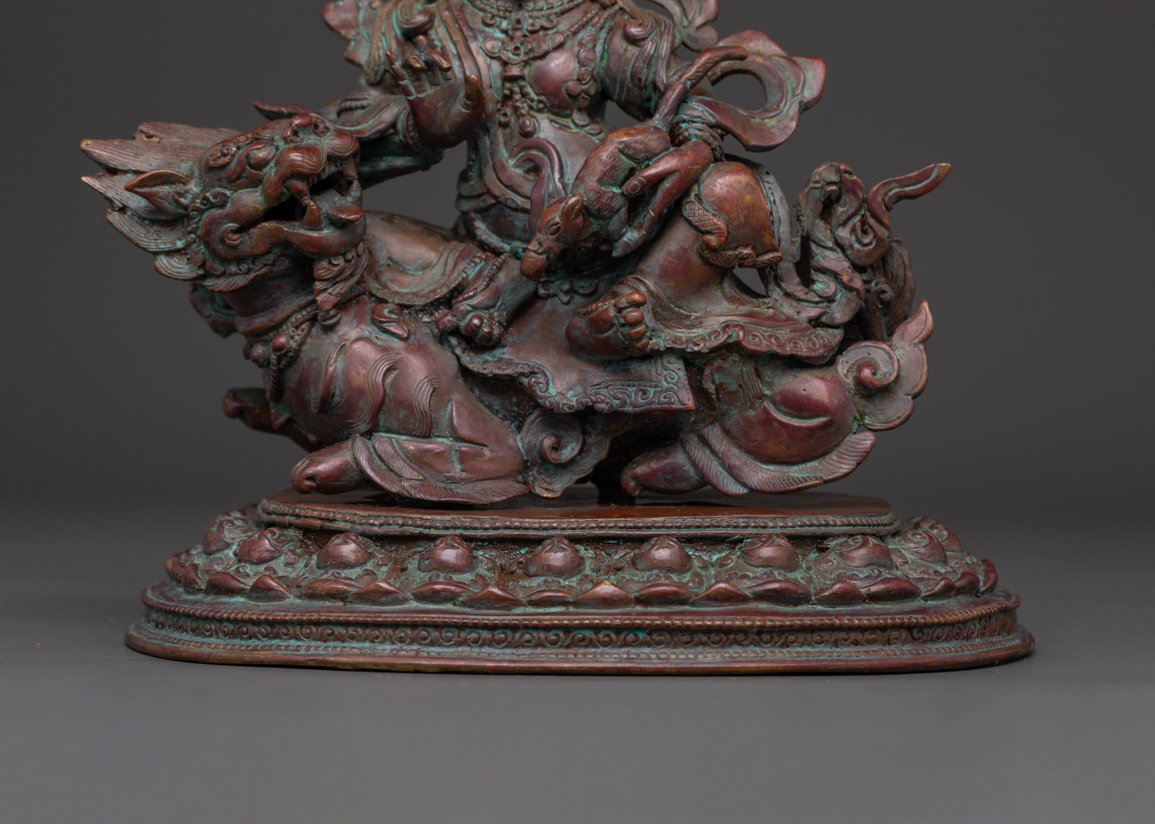 Namtoshe Buddhist Wealth God Statue in Oxidized Copper