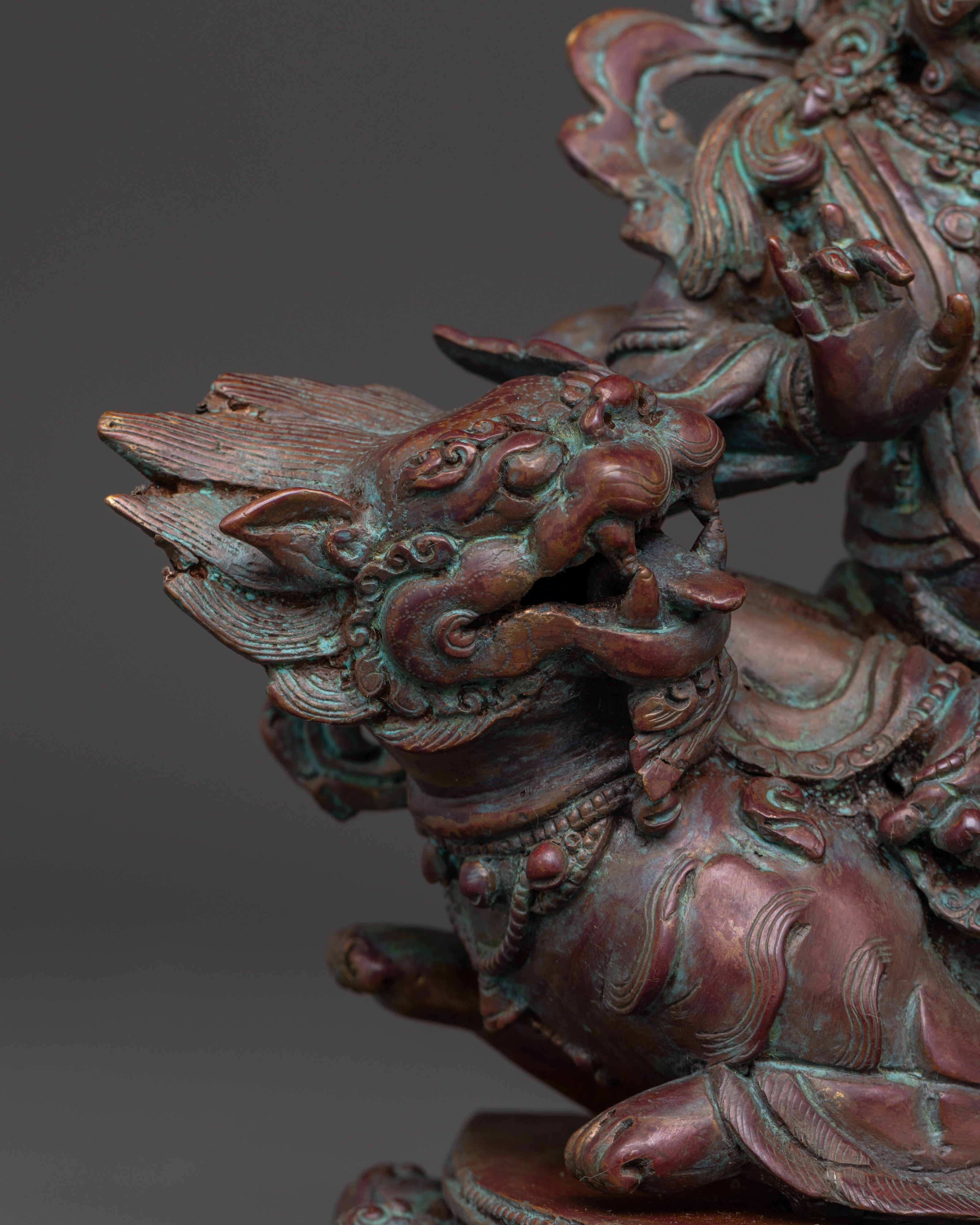 Namtoshe Buddhist Wealth God Statue in Oxidized Copper
