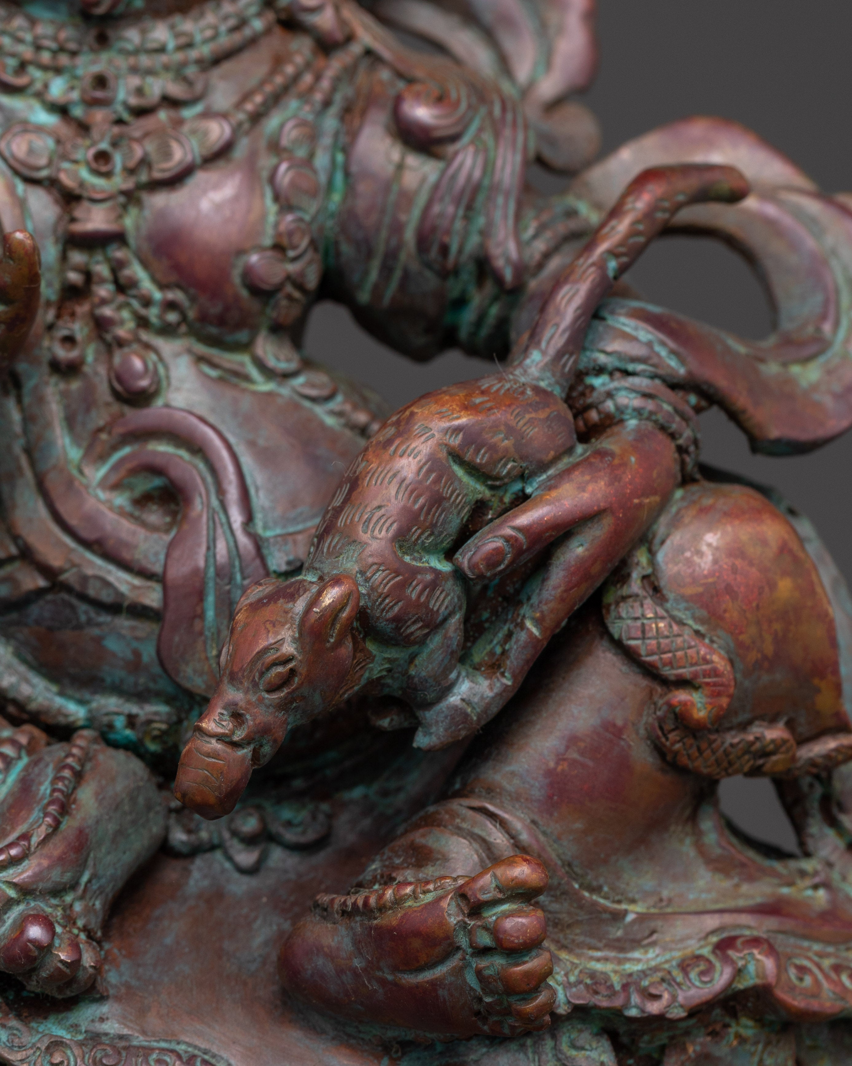 Namtoshe Buddhist Wealth God Statue in Oxidized Copper