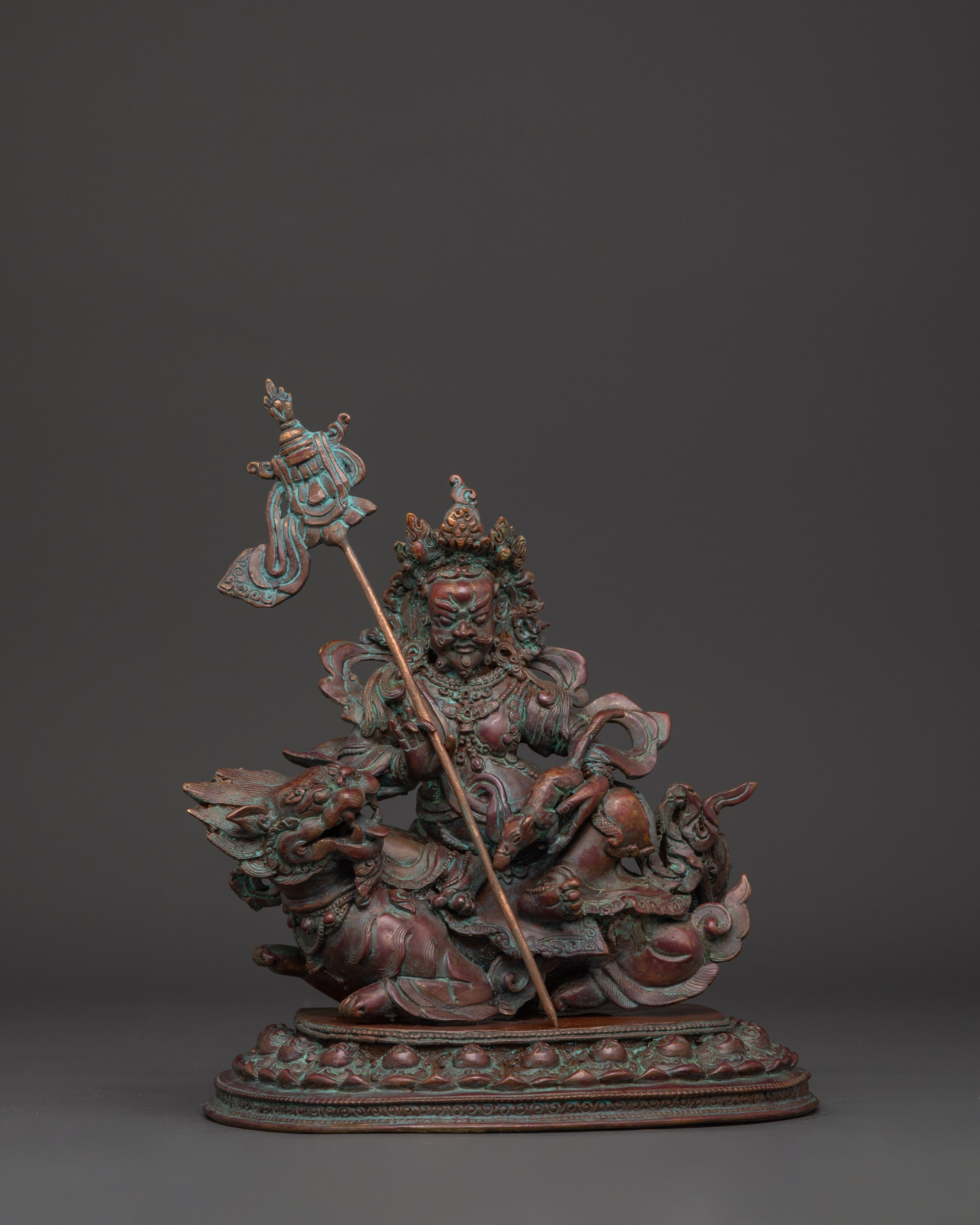 Namtoshe Buddhist Wealth God Statue in Oxidized Copper