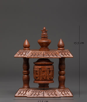 Wood Carving Prayer Wheel | for Meditation and Spiritual Decor