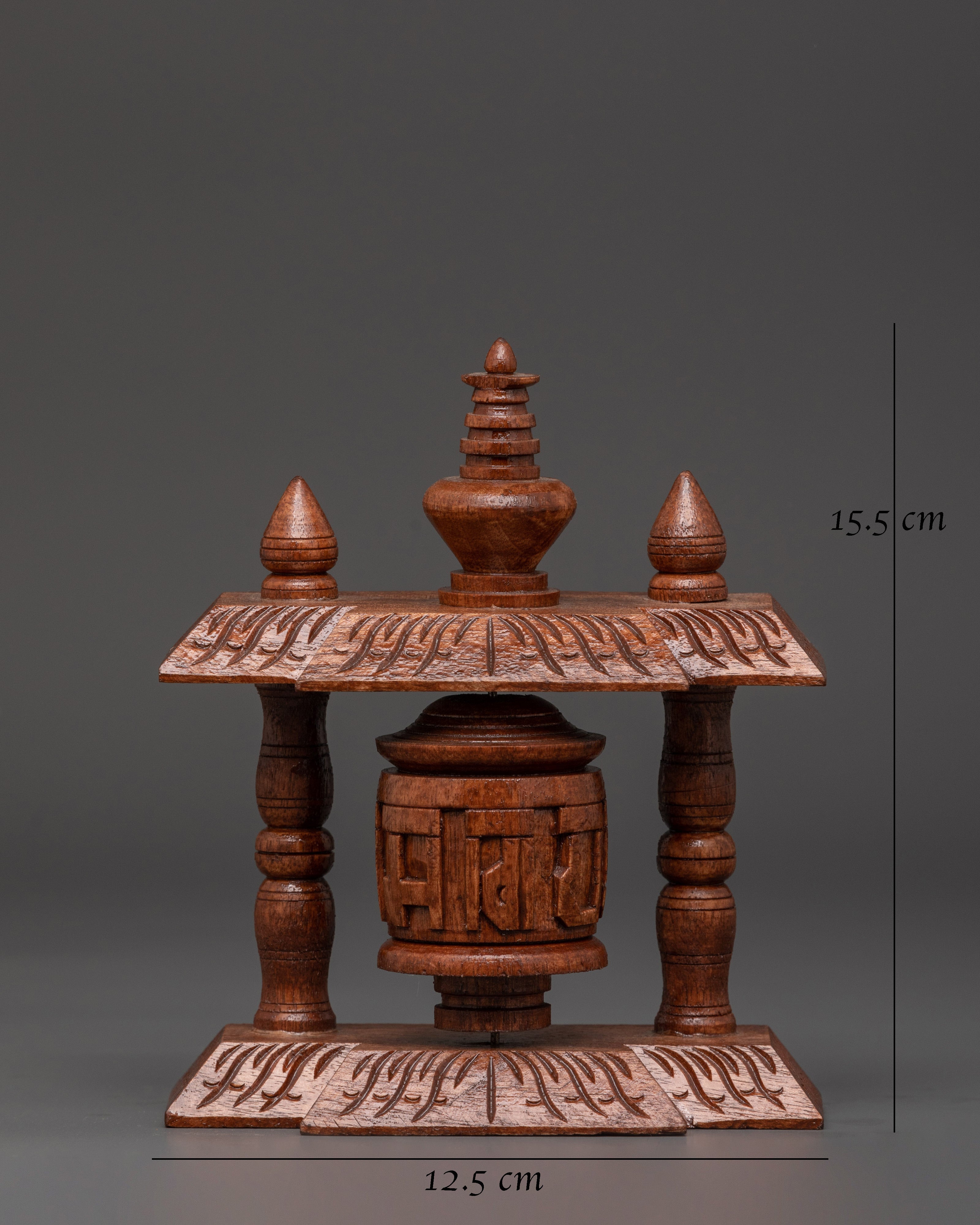 Wood Carving Prayer Wheel | for Meditation and Spiritual Decor