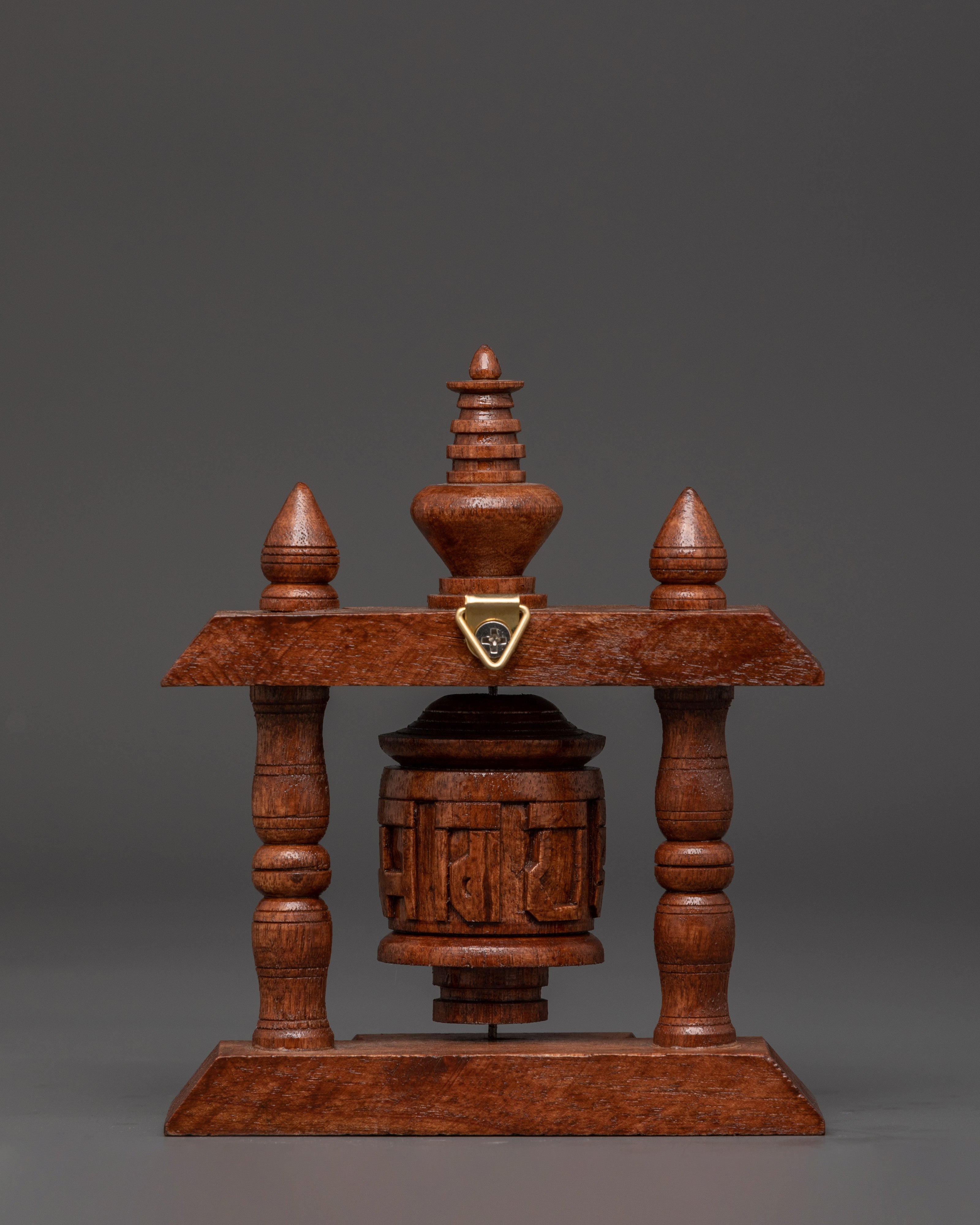 Wood Carving Prayer Wheel | for Meditation and Spiritual Decor