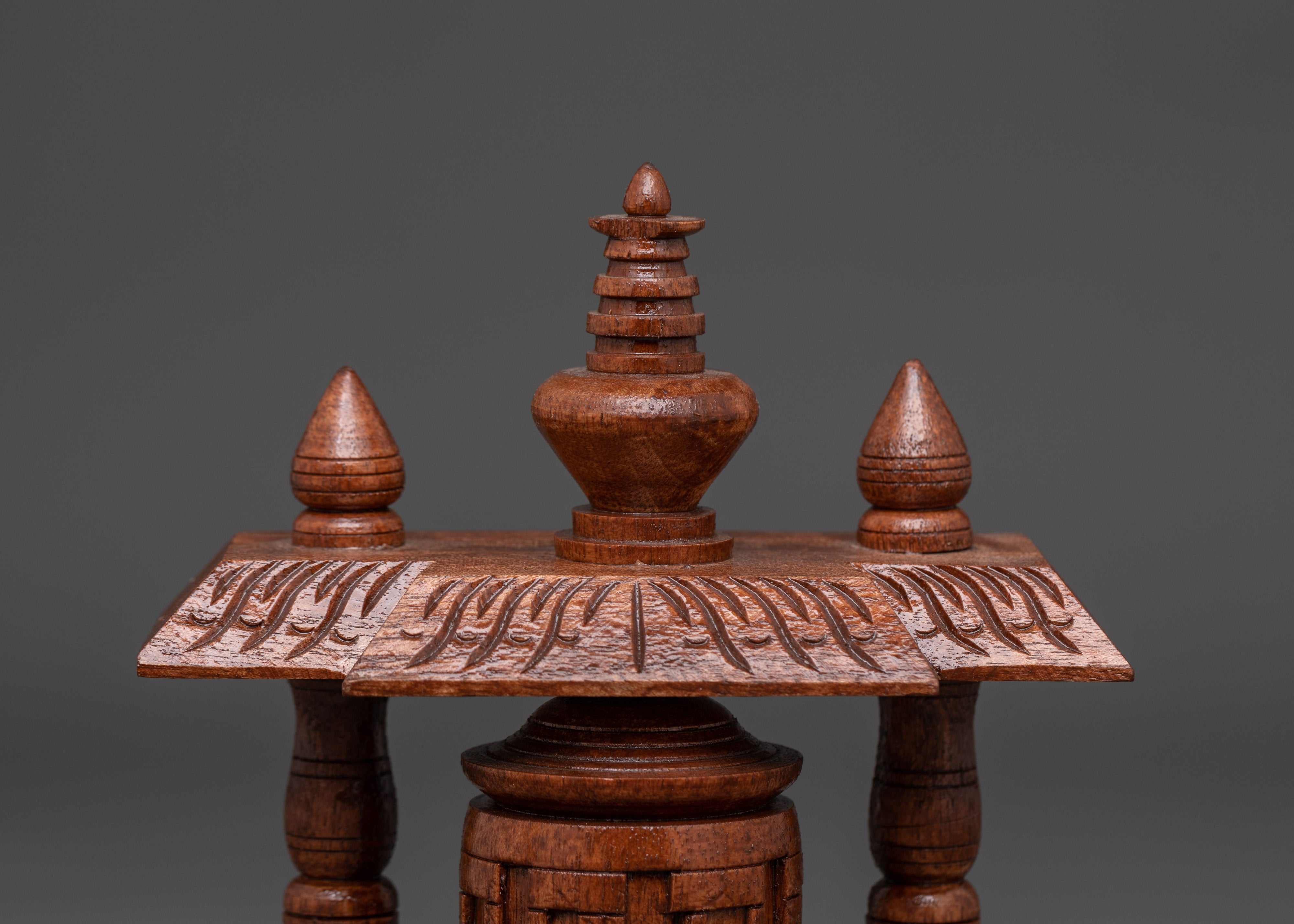 Wood Carving Prayer Wheel | for Meditation and Spiritual Decor