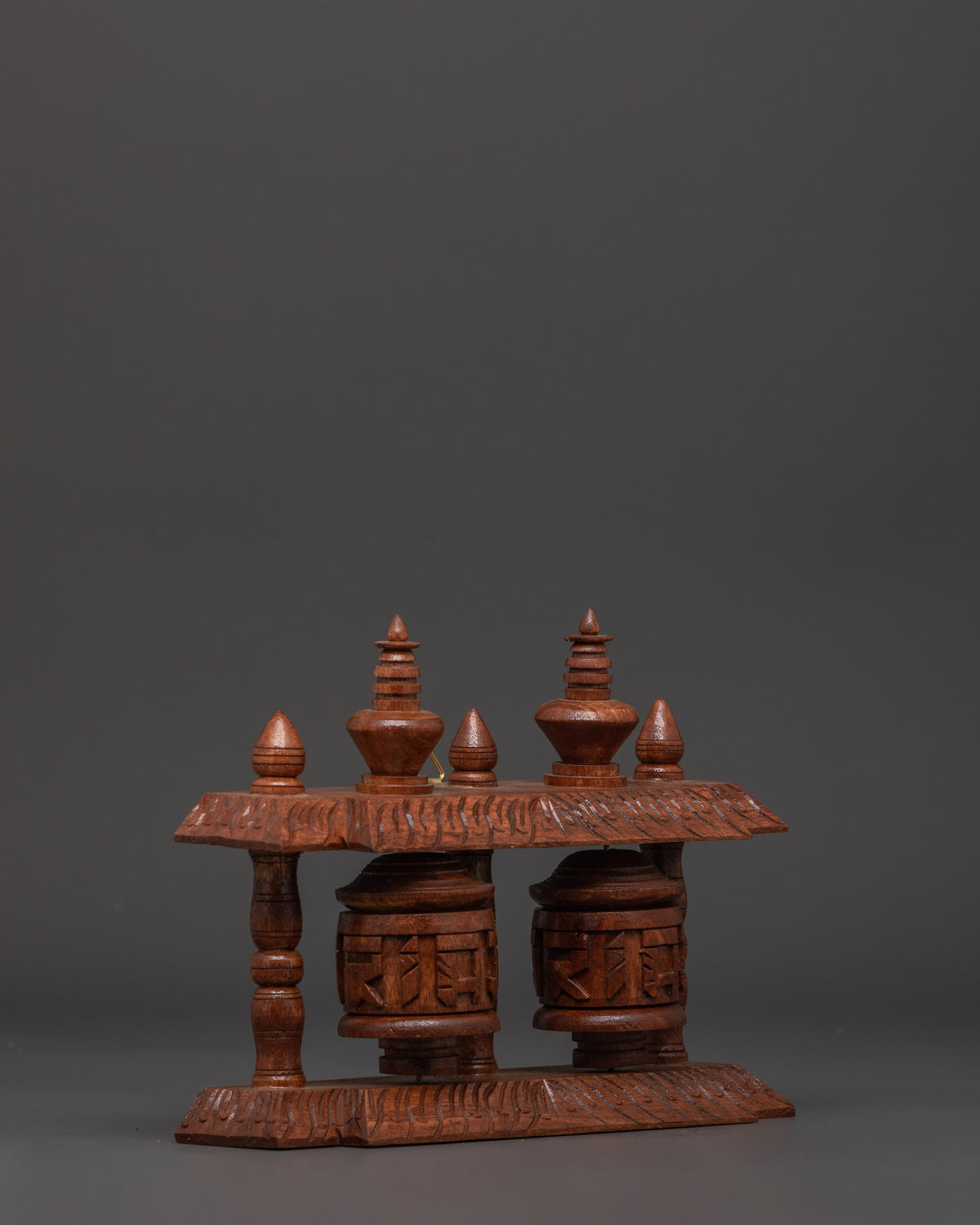 Tibetan Wooden Prayer Wheel | Handcrafted Mantra Spinner for Meditation