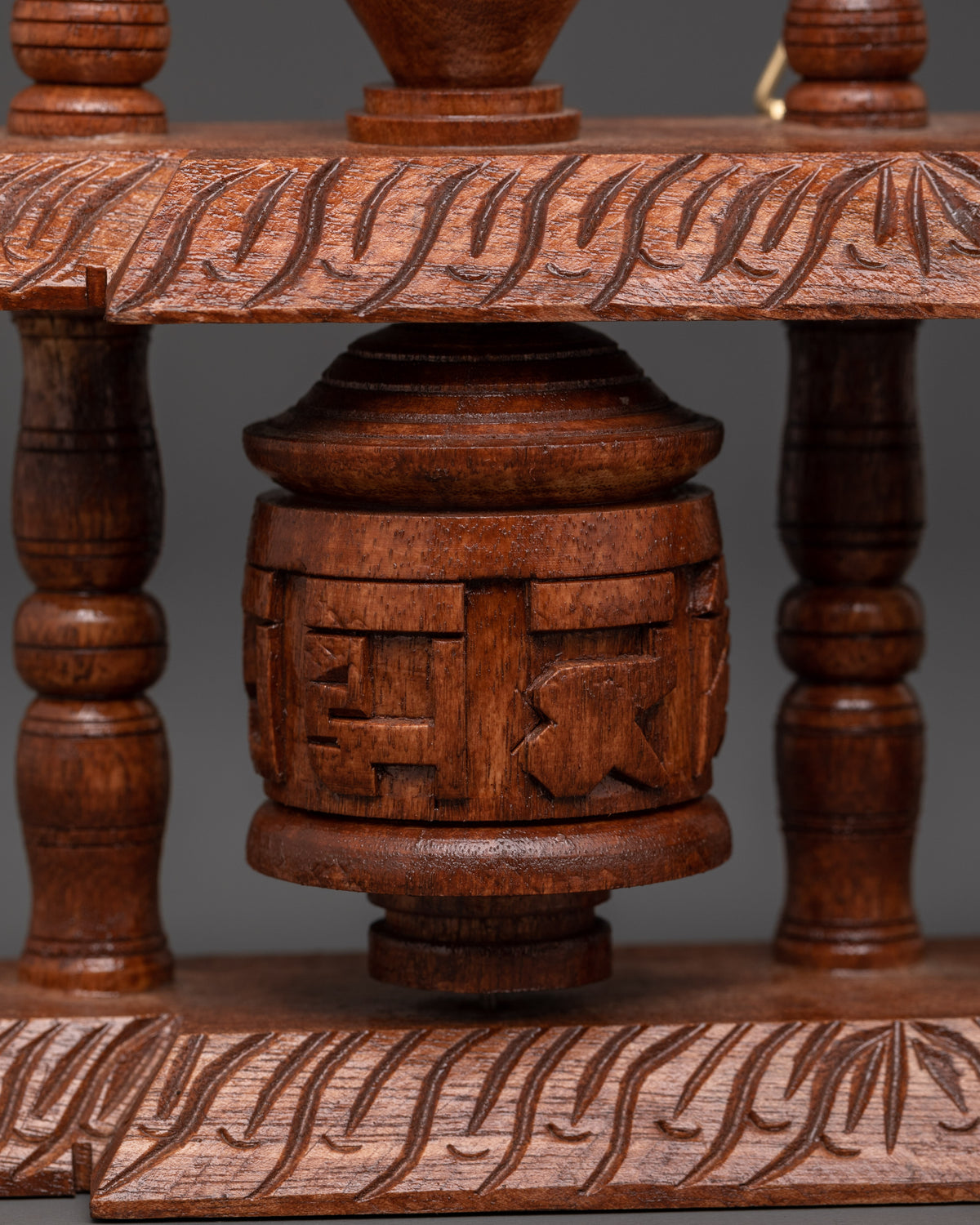Tibetan Wooden Prayer Wheel | Handcrafted Mantra Spinner for Meditation