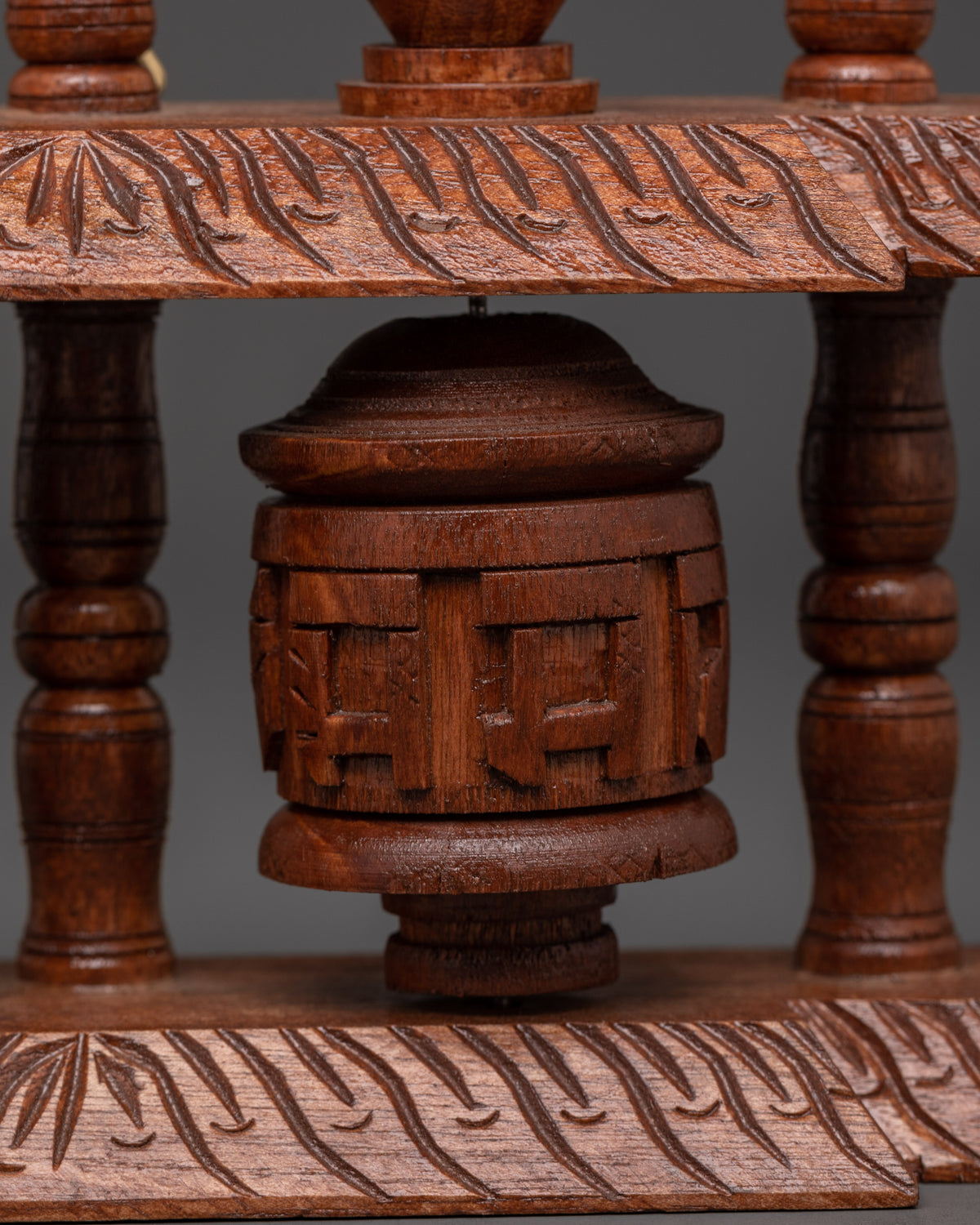Tibetan Wooden Prayer Wheel | Handcrafted Mantra Spinner for Meditation