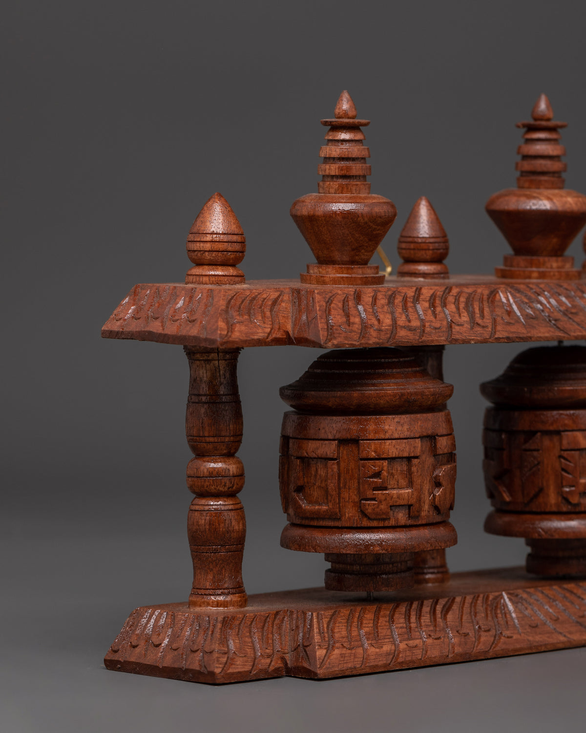 Tibetan Wooden Prayer Wheel | Handcrafted Mantra Spinner for Meditation