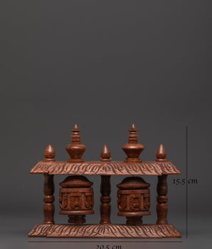 Tibetan Wooden Prayer Wheel | Handcrafted Mantra Spinner for Meditation