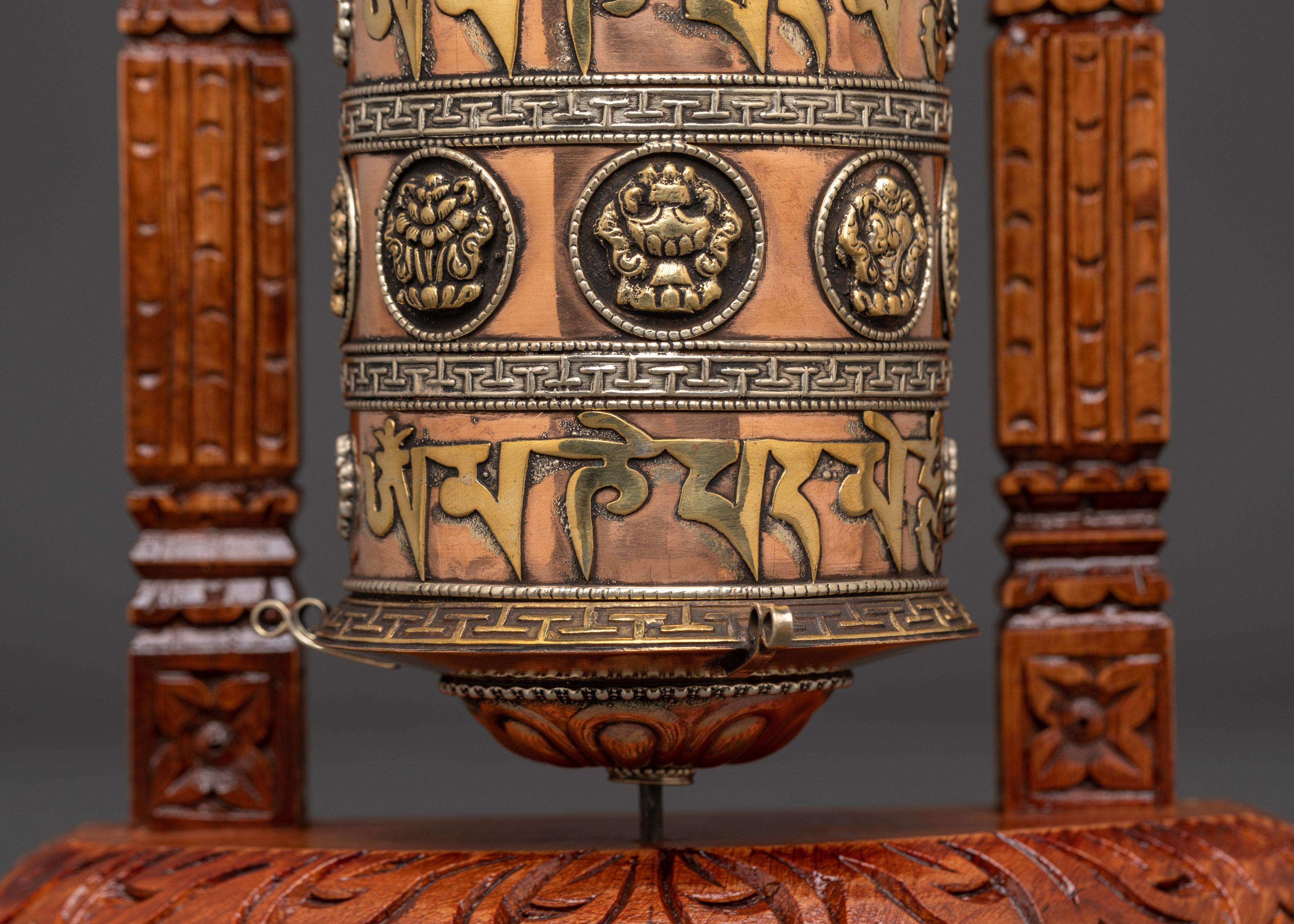 Handcarved Tibetan Prayer Wheel | Wooden Buddhist Meditation Tool