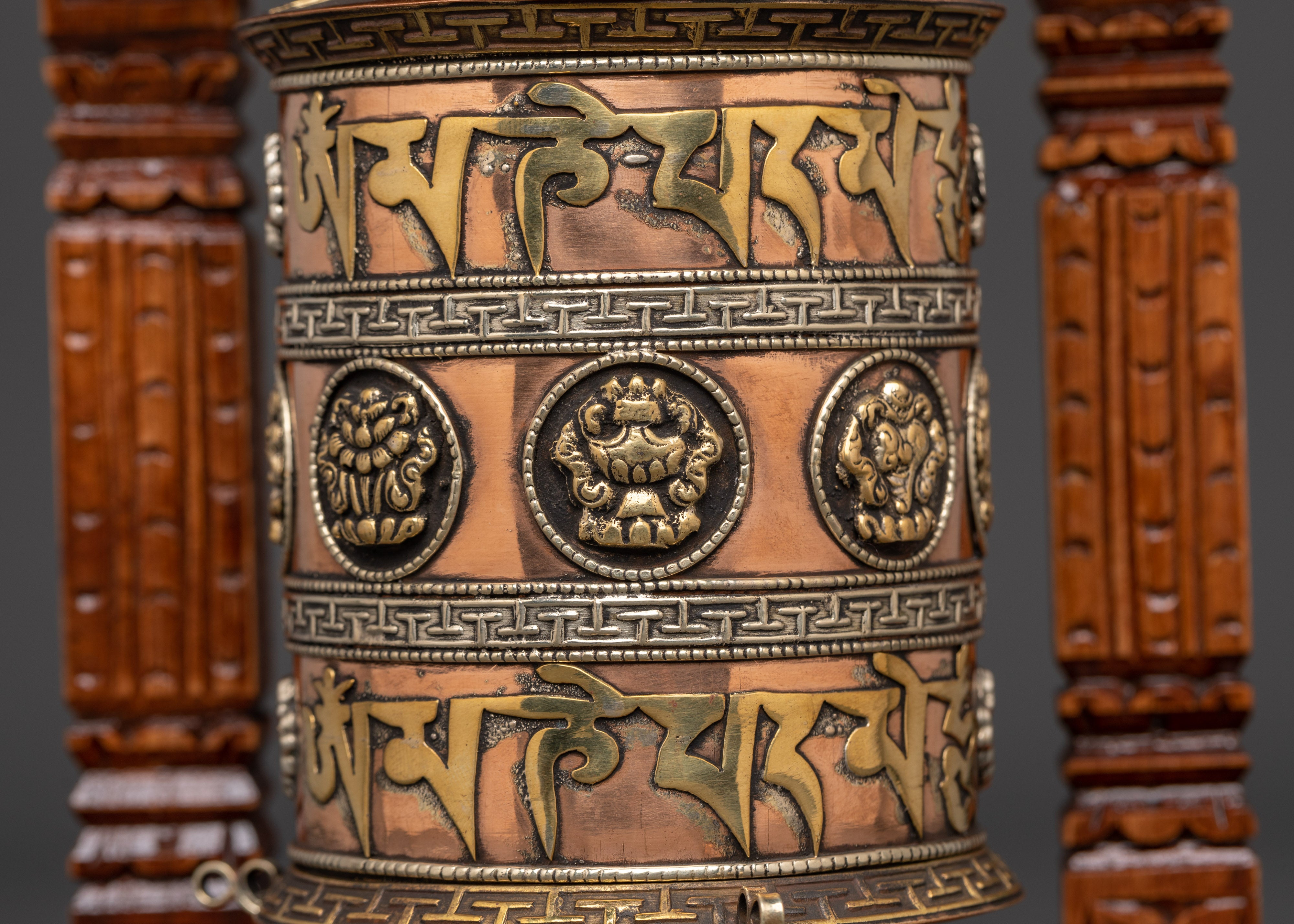 Handcarved Tibetan Prayer Wheel | Wooden Buddhist Meditation Tool
