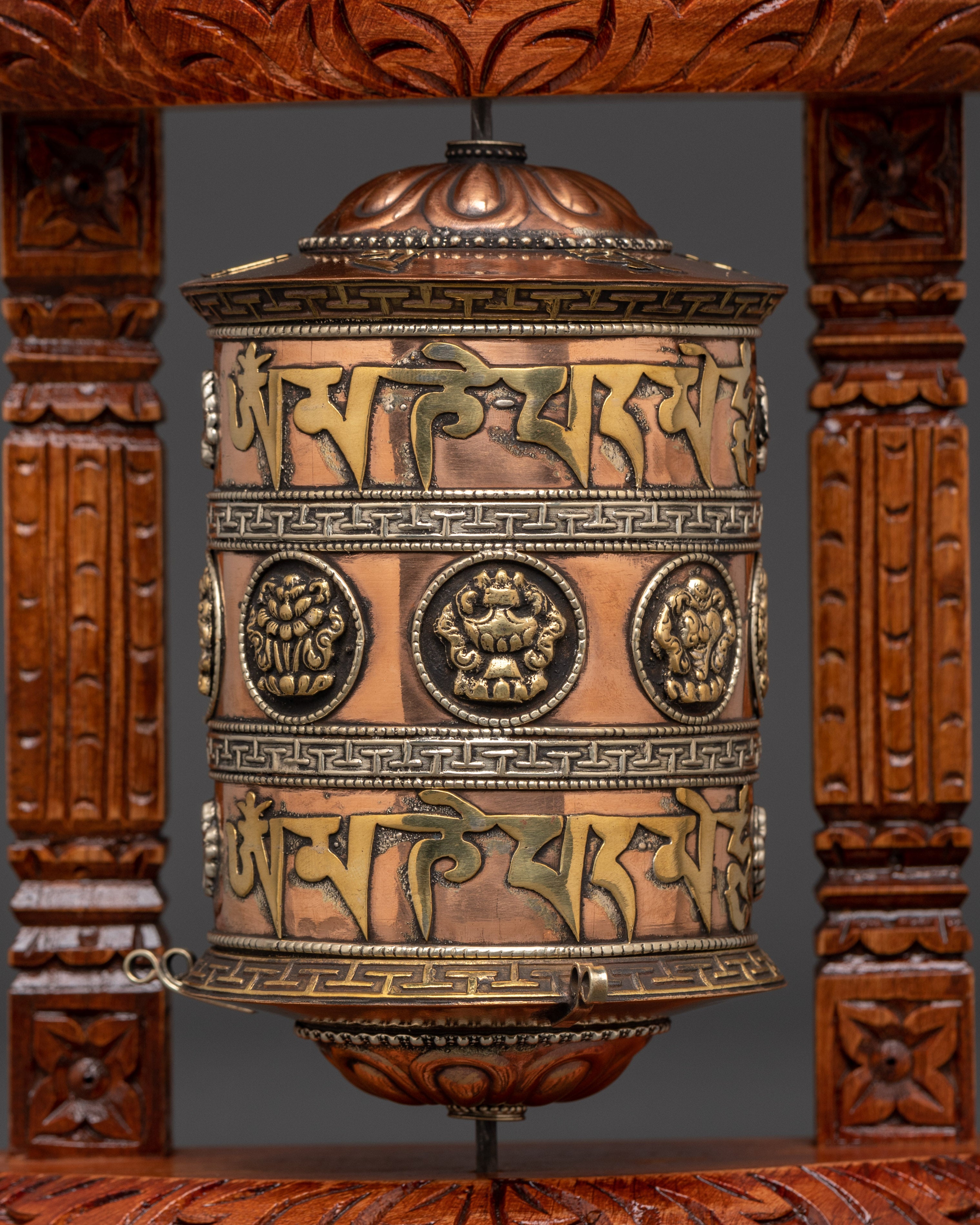 Handcarved Tibetan Prayer Wheel | Wooden Buddhist Meditation Tool