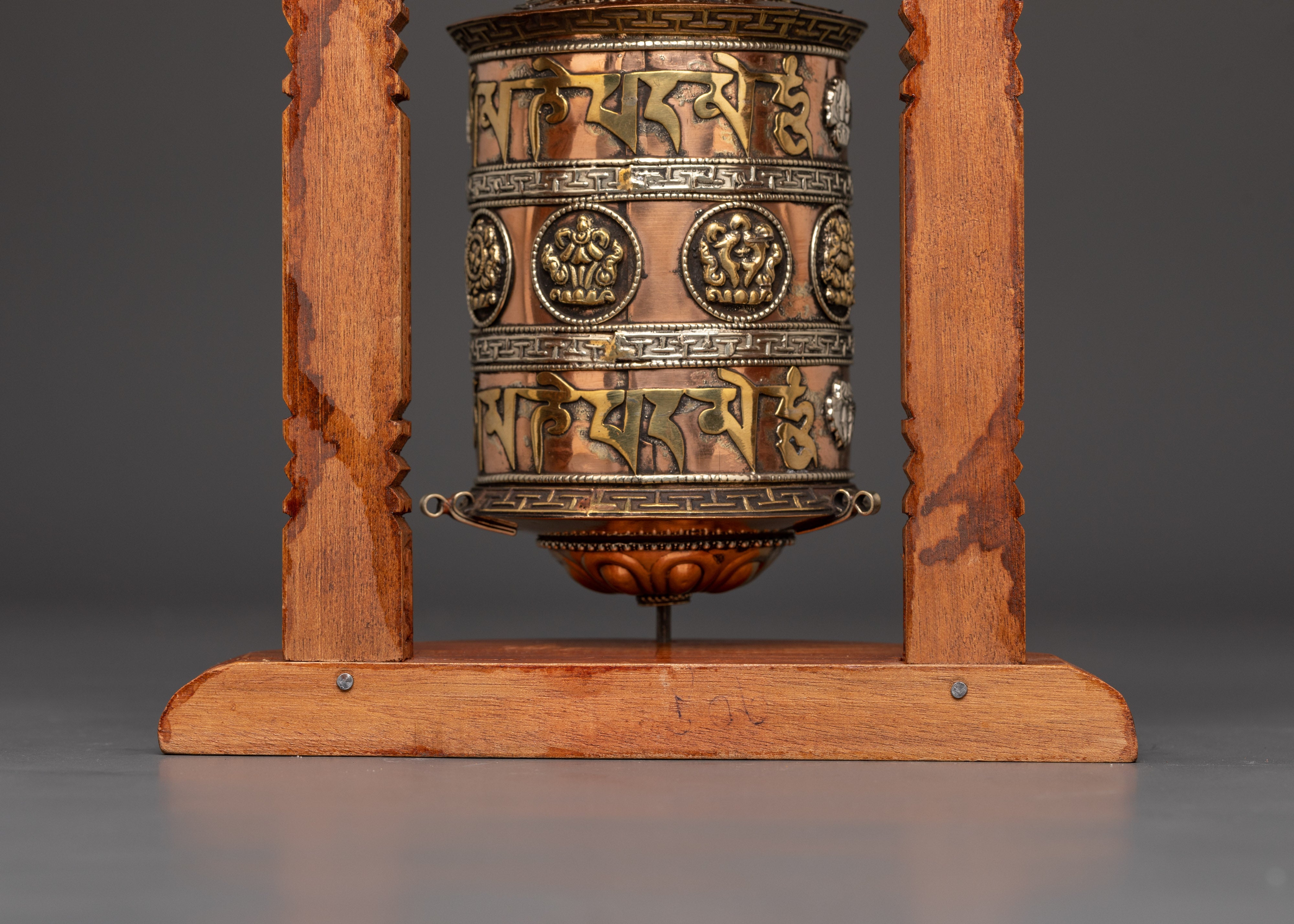 Handcarved Tibetan Prayer Wheel | Wooden Buddhist Meditation Tool